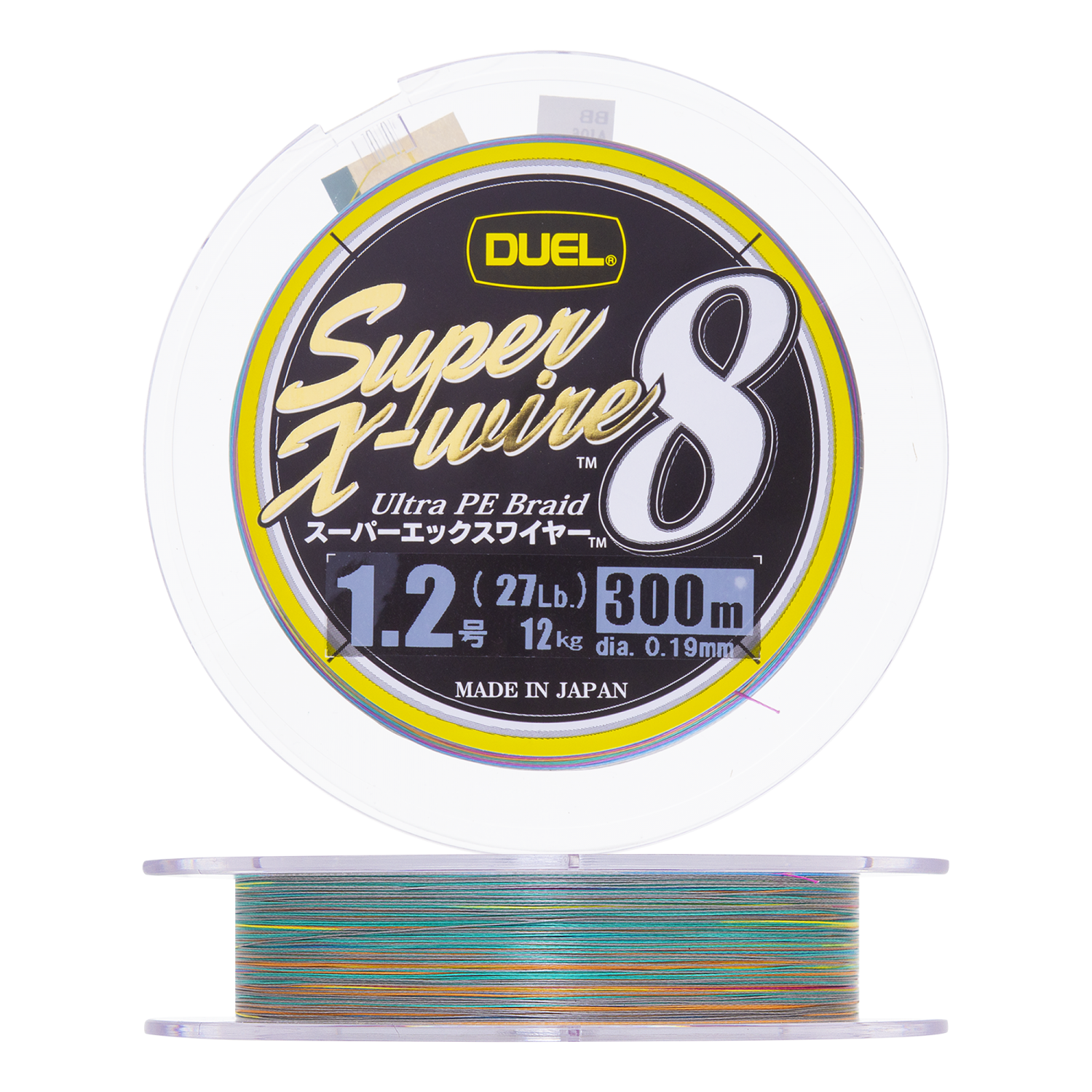 Шнур плетеный Duel PE Super X-Wire 8 #1,2 0,19мм 300м (5color-yellow marking)