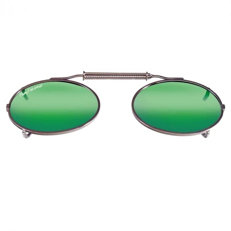 цена Поляризационная накладка Flying Fisherman Clip-On SpringLock 7507/Small Oval Amber-Green Mirror