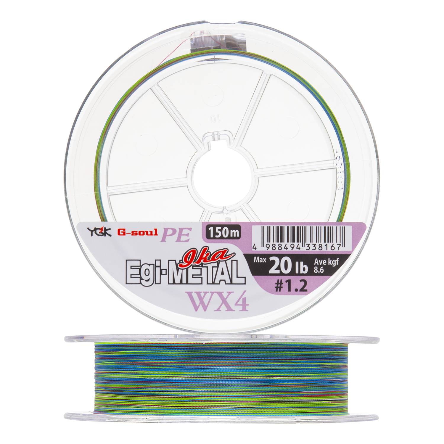 Шнур плетеный YGK G-Soul PE Egi-Metal WX4 #1,2 0,185мм 150м (multicolor)