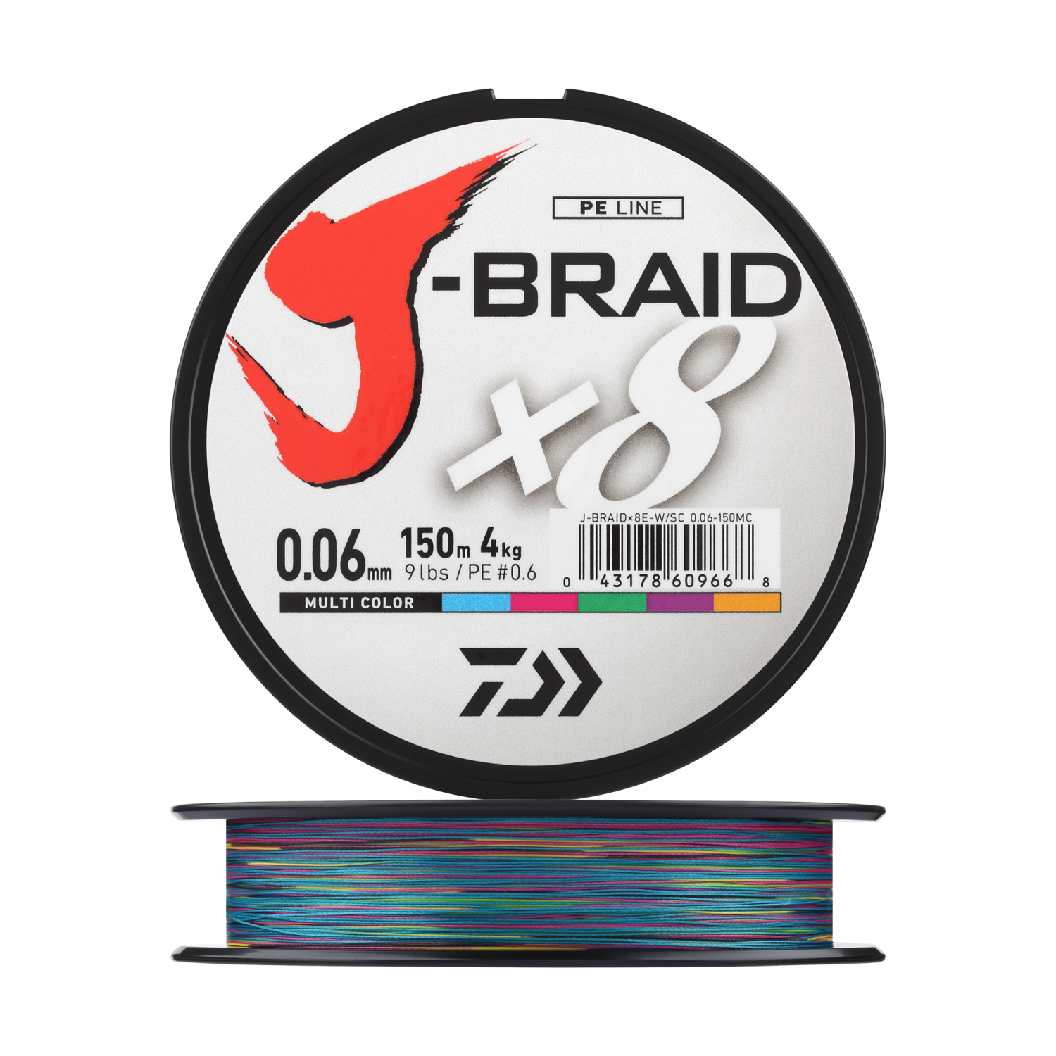 Шнур плетеный Daiwa J-Braid X8E-W/SC + ножницы #0,6 0,06мм 150м (multicolor)