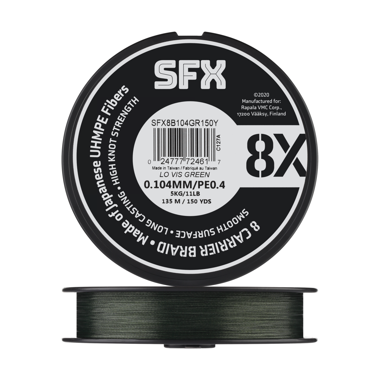шнур pe sufix sfx 8x 0 8 135 м 0 148 мм желтый 7 7 кг Шнур плетеный Sufix SFX 8X #0,4 0,104мм 135м (green)