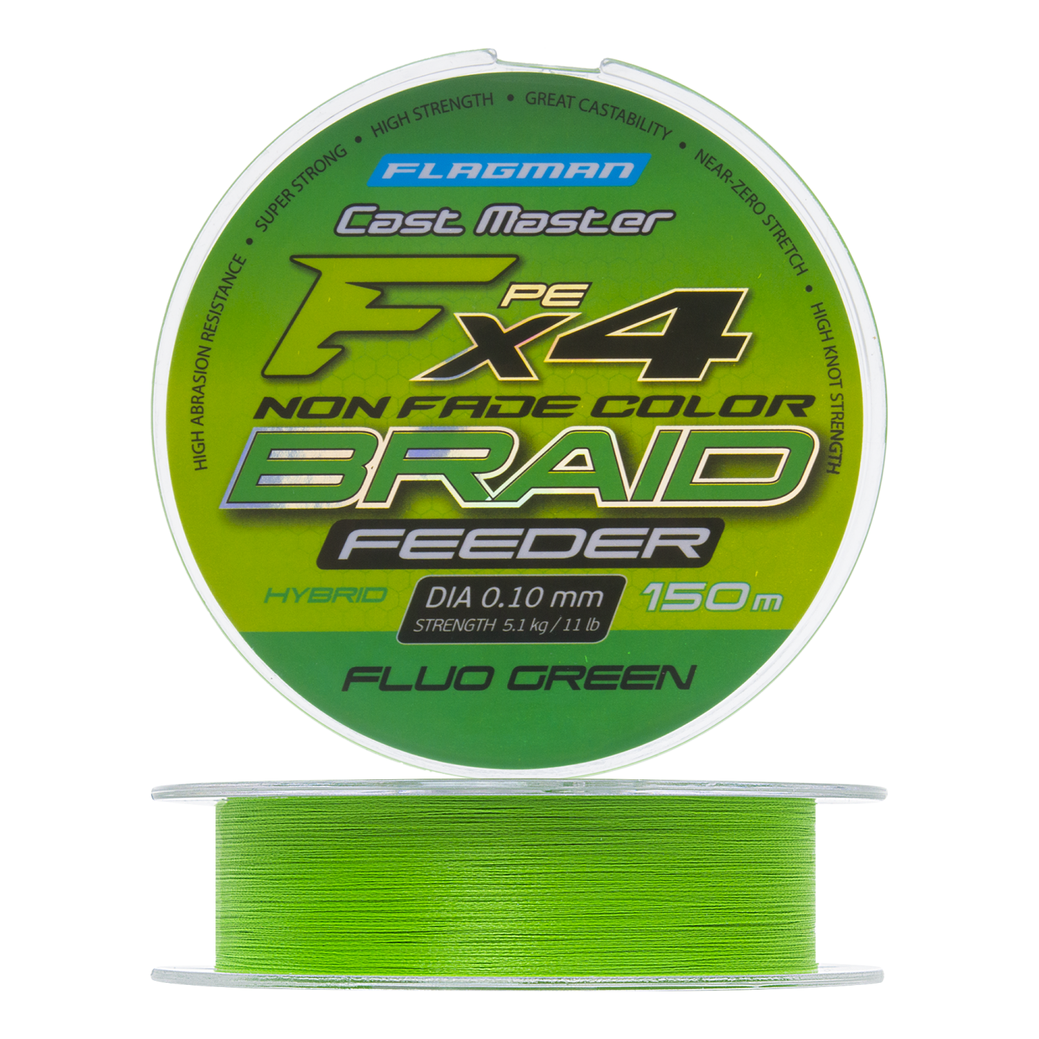 Шнур плетеный Flagman Cast Master Feeder Braid F4 0,14мм 150м (fluo green)