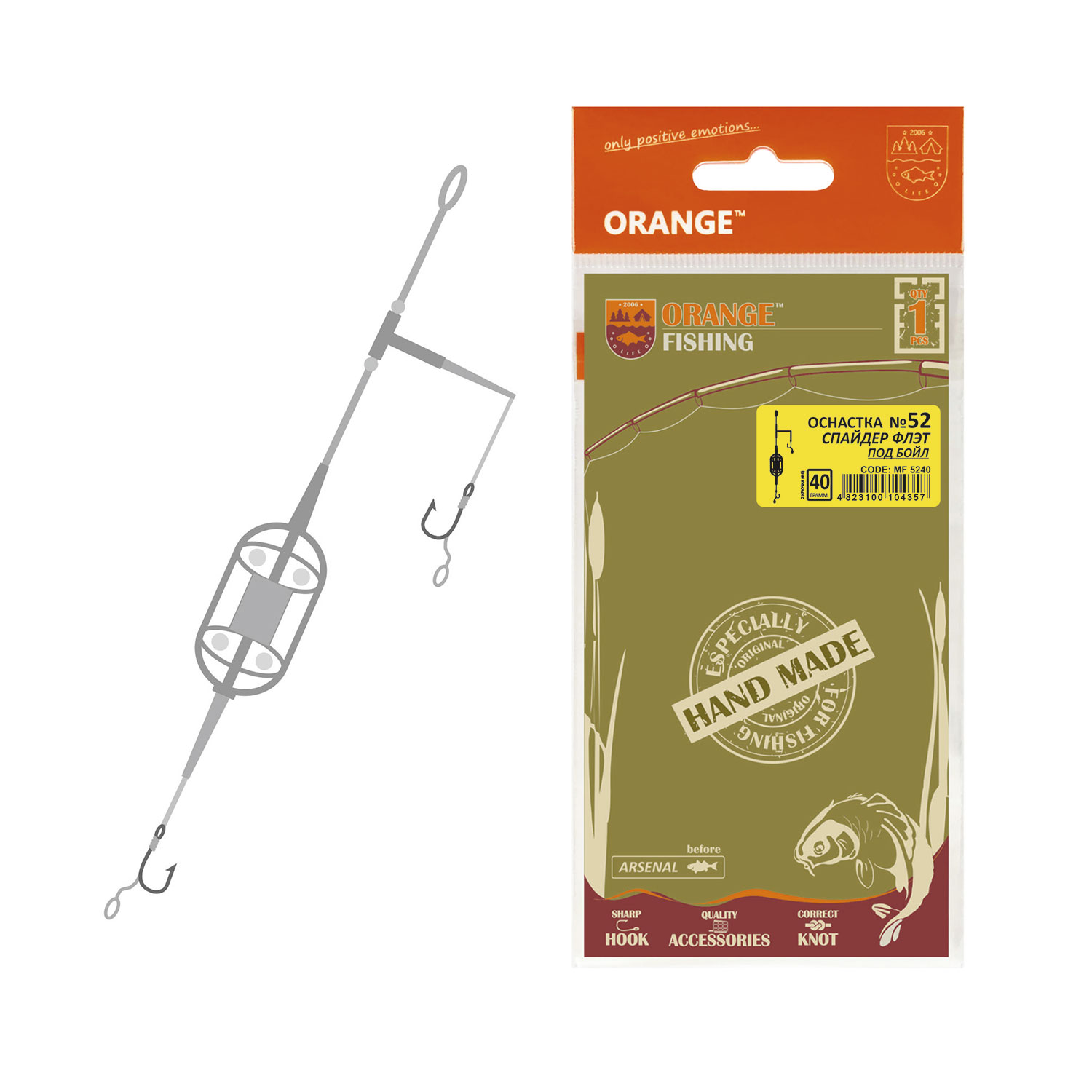 Оснастка карповая Orange #52 Spider Flat Method Leadcore 30гр для бойла