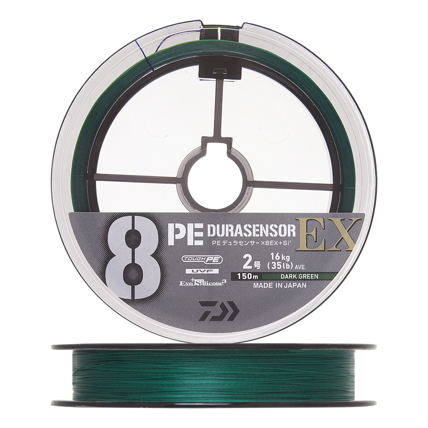 Шнур плетеный Daiwa UVF PE Durasensor X8EX +Si3 #2,0 0,235мм 150м (dark green)