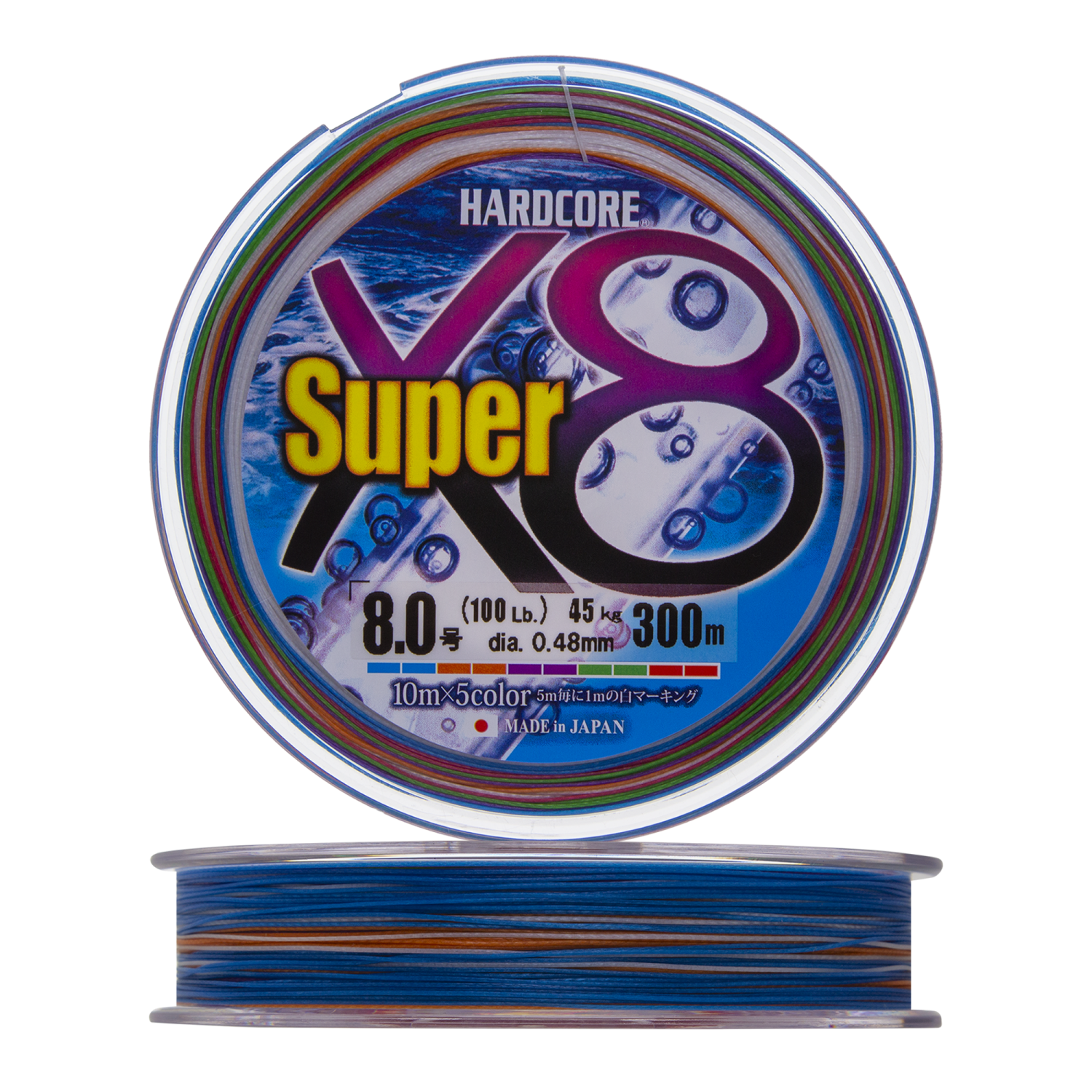 Шнур плетеный Duel Hardcore PE X8 Super #8 0,48мм 300м (5color)