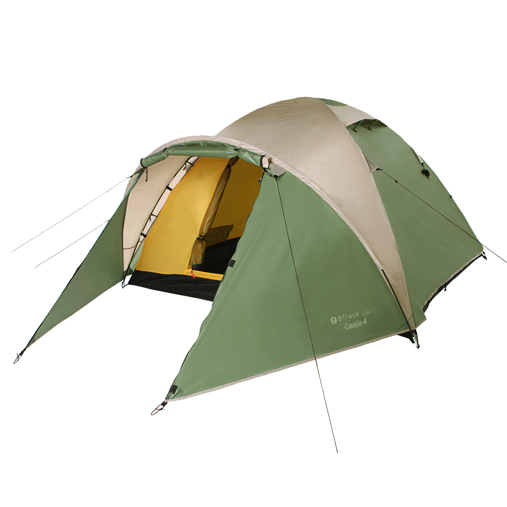 двухслойная четырехместная палатка btrace canio 4 с двумя входами зеленый бежевый Палатка BTrace Canio 4 зеленый/бежевый