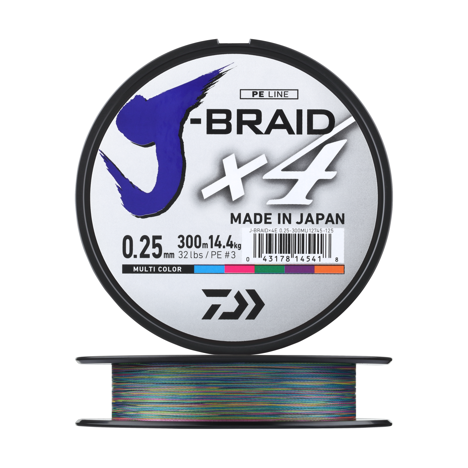 Шнур плетеный Daiwa J-Braid X4E #3 0,25мм 300м (multicolor)