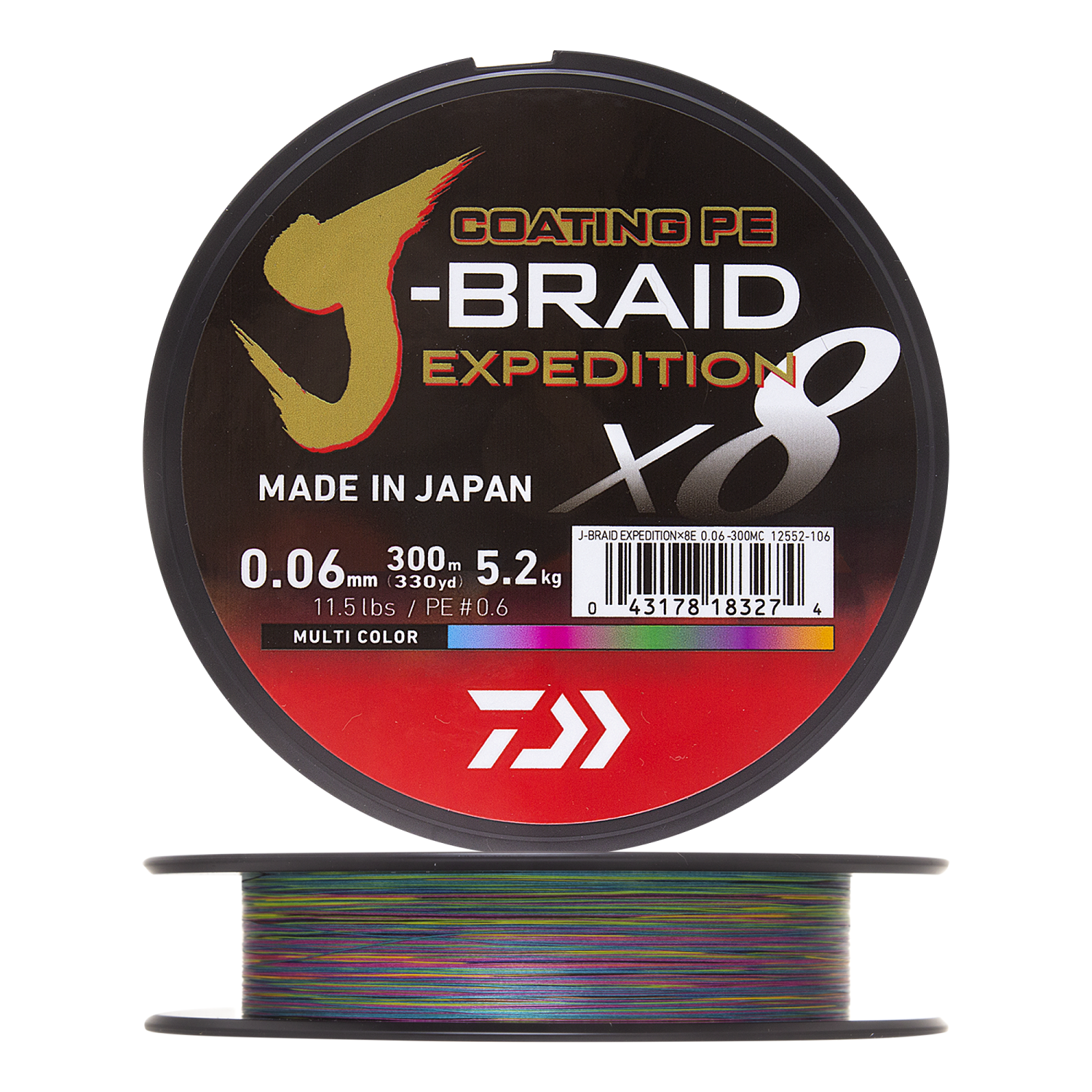 Шнур плетеный Daiwa J-Braid Expedition X8E #0,6 0,06мм 300м (multicolor)