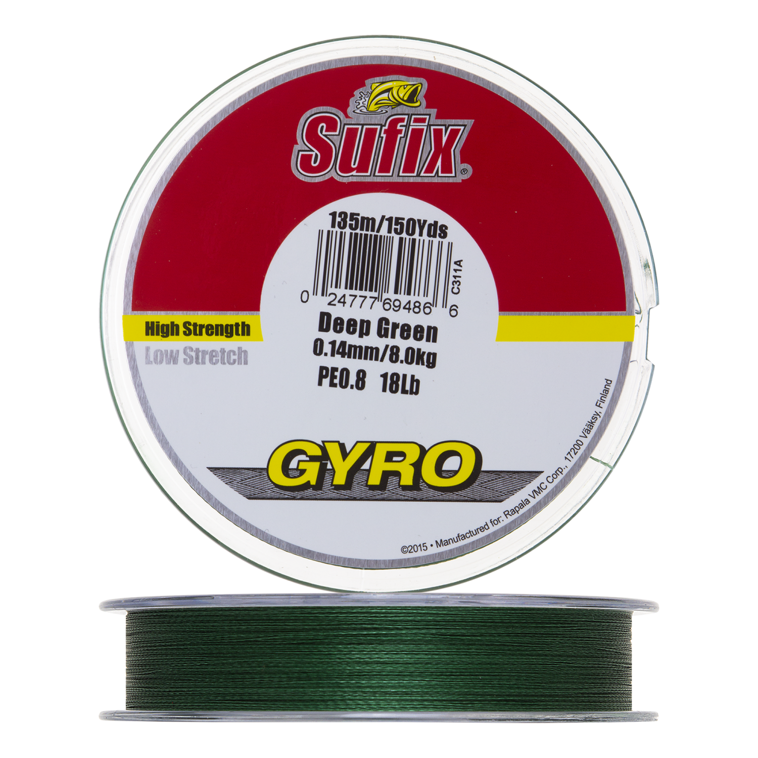 шнур плетеный sufix gyro braid 0 21мм 135м green Шнур плетеный Sufix Gyro Braid 0,14мм 135м (green)