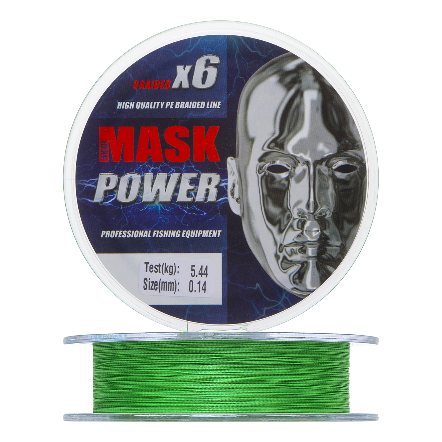 Шнур плетеный Akkoi Mask Power X6 0,14мм 150м (bright green)