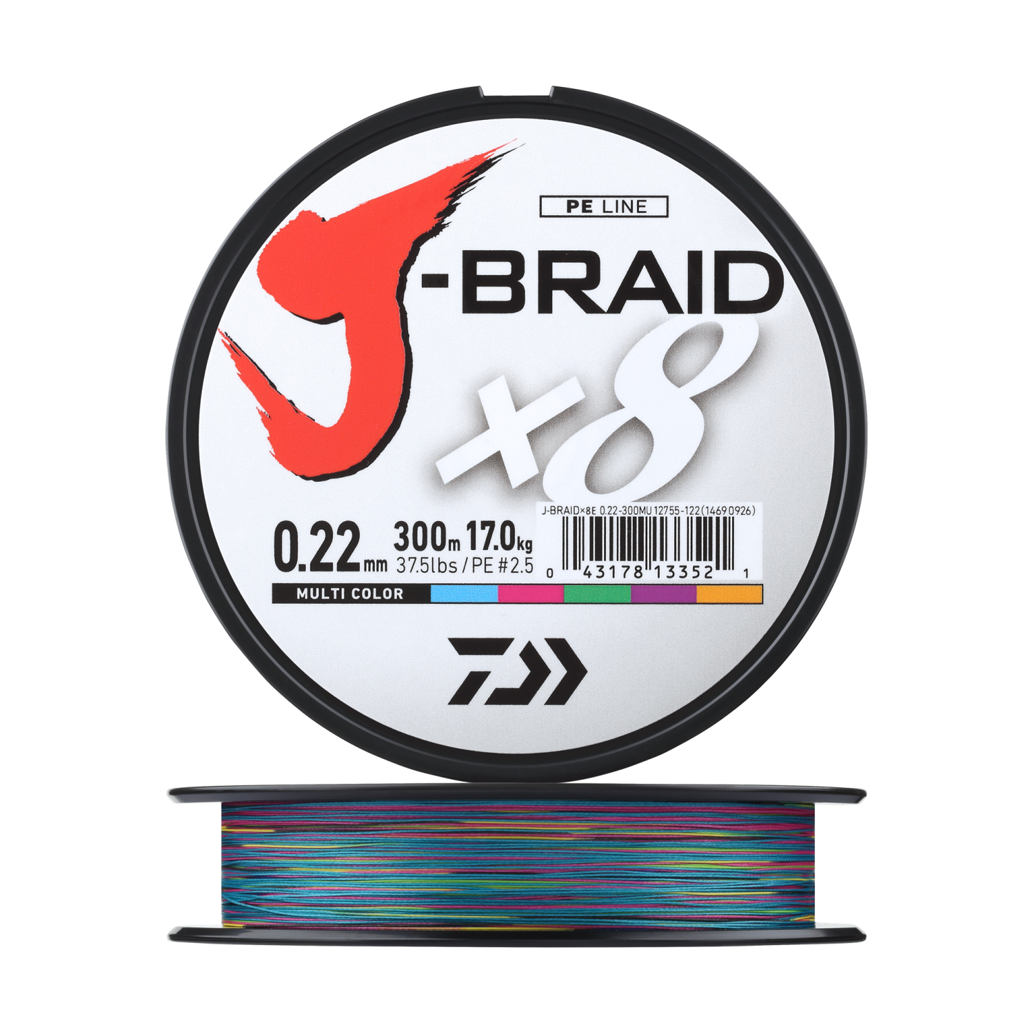 Шнур плетеный Daiwa J-Braid X8 #2,5 0,22мм 300м (multicolor)