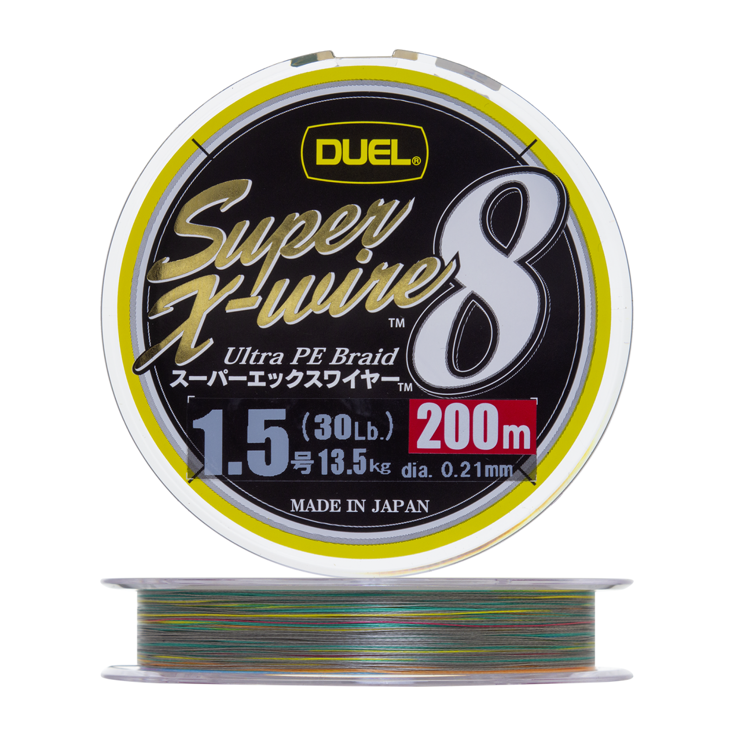 Шнур плетеный Duel PE Super X-Wire 8 #1,5 0,21мм 200м (5Color-Yellow Marking)