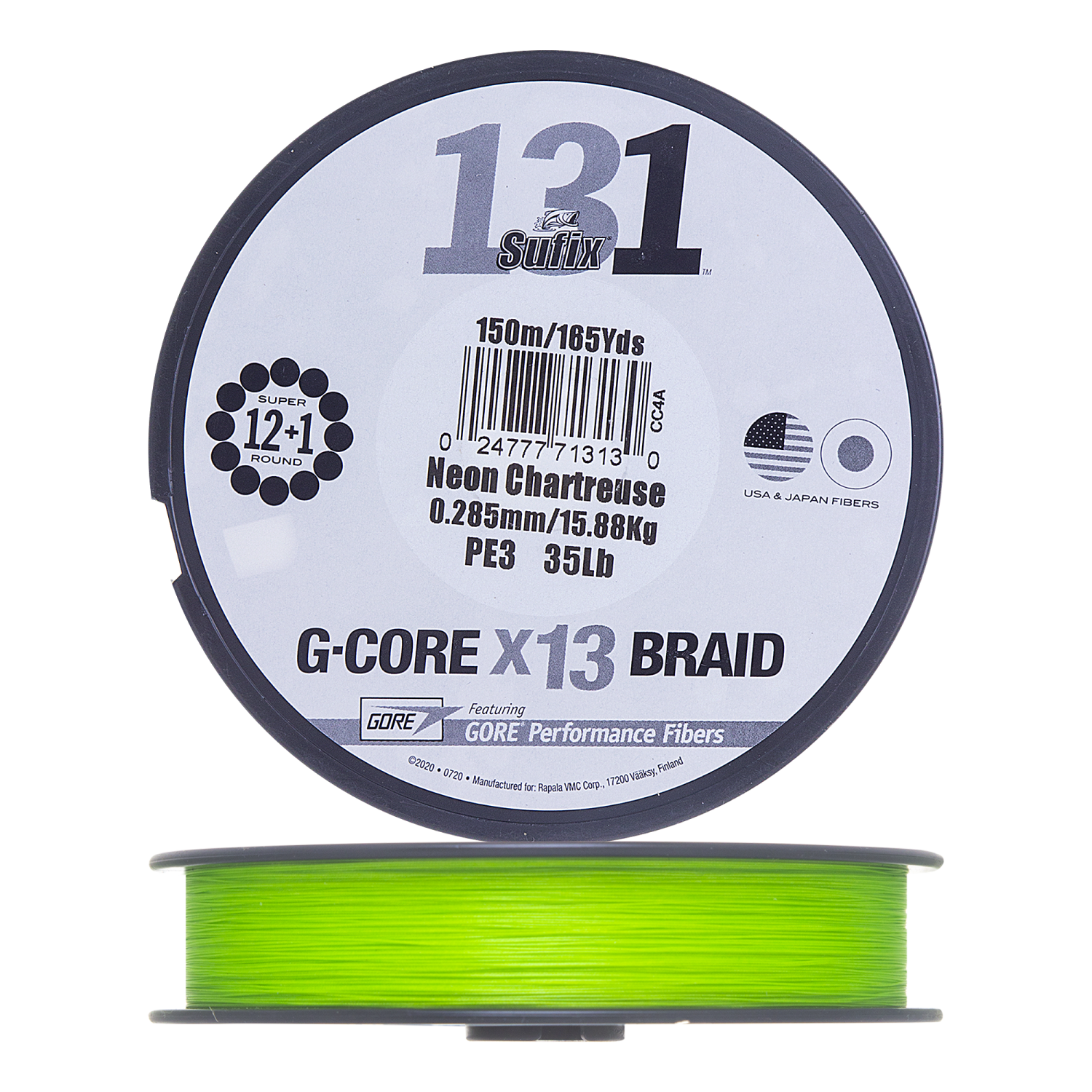 Шнур плетеный Sufix 131 G-Core X13 Braid #3,0 0,285мм 150м (neon chartreuse)