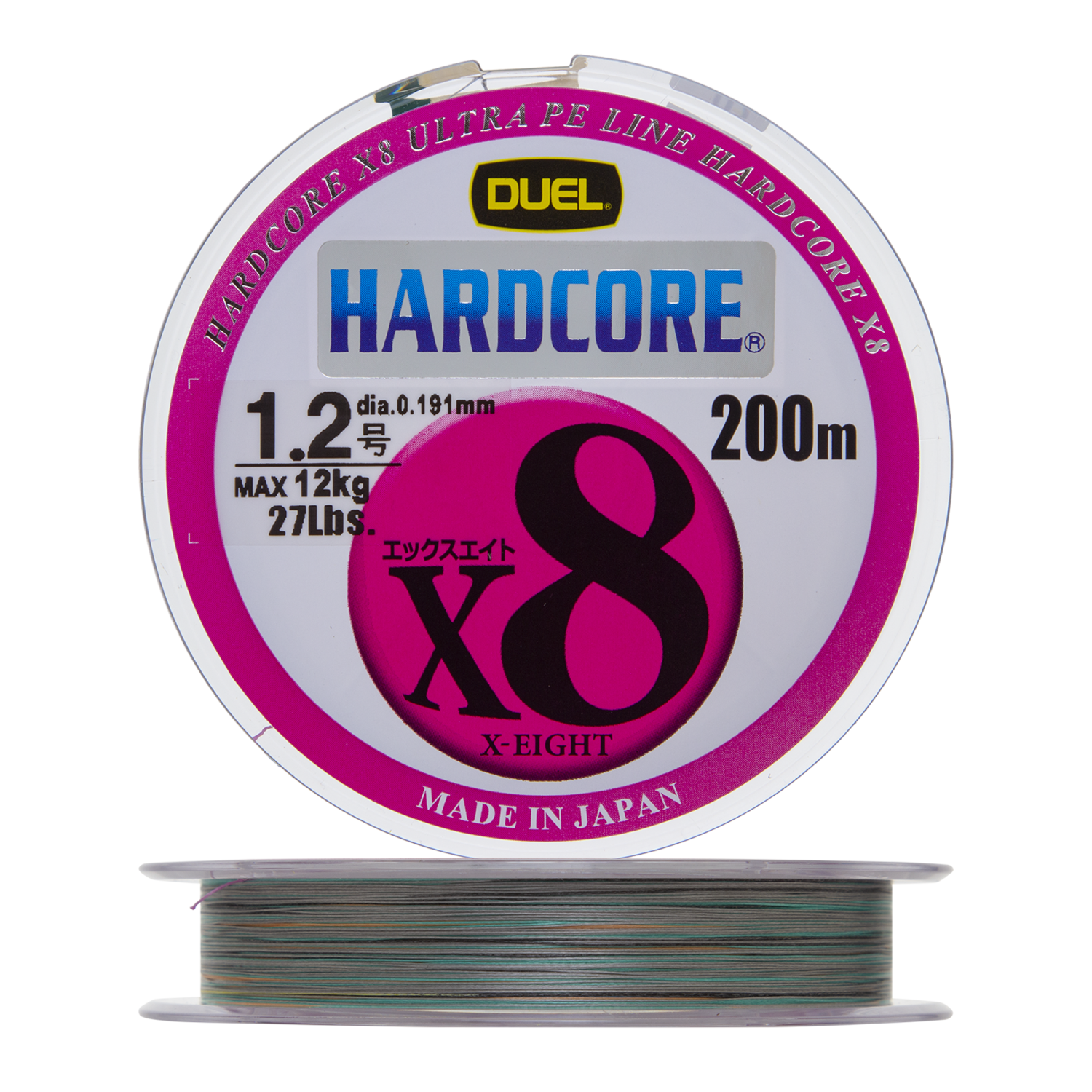 Шнур плетеный Duel Hardcore PE X8 #1,2 0,191мм 200м (5color-Yellow marking) - 3 рис.