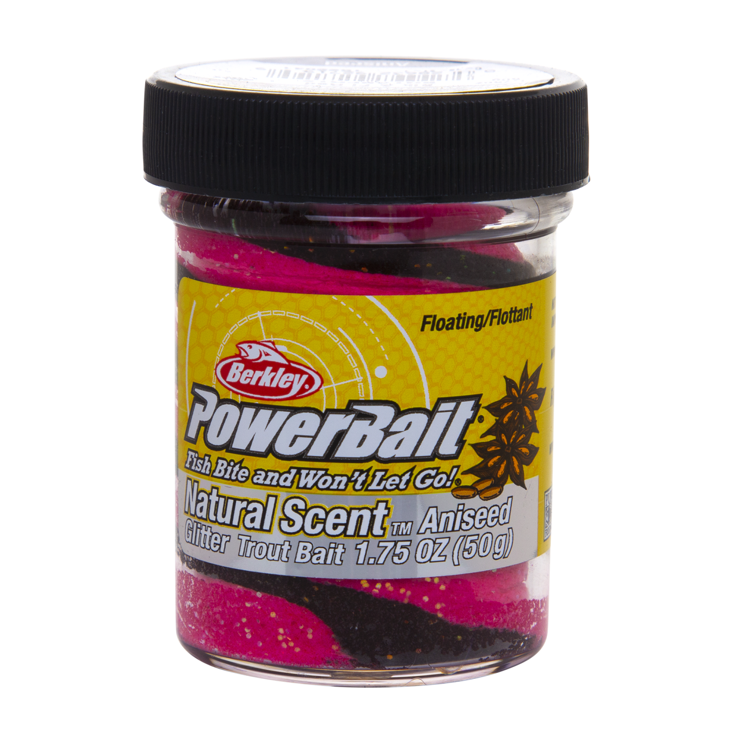 Паста форелевая Berkley PowerBait Natural Scent Glitter Trout Bait 50гр Aniseed #Black/Fluorescent Red Twist