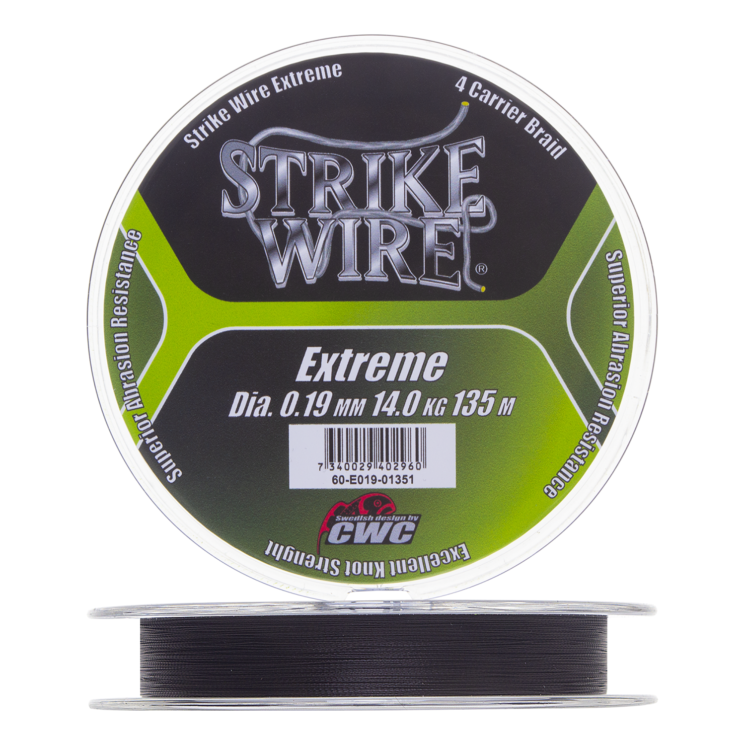 Шнур плетеный CWC Strike Wire Extreme X4 0,19мм 135м (moss green) плетёный шнур плетенка для рыбалки mifine demon 0 08 мм 145 м