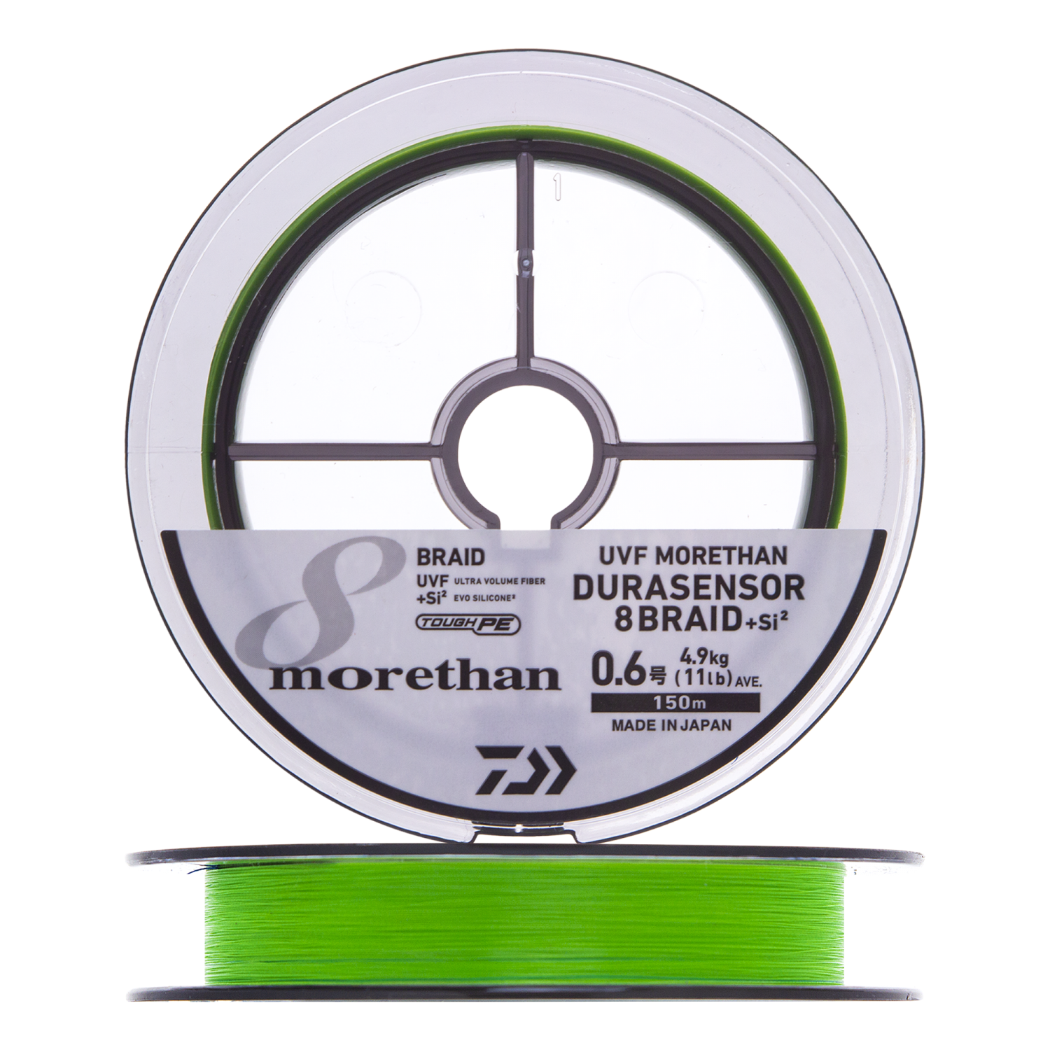 Шнур плетеный Daiwa UVF Morethan Durasensor 8Braid +Si2 #0,6 0,128мм 150м (lime green+marking)