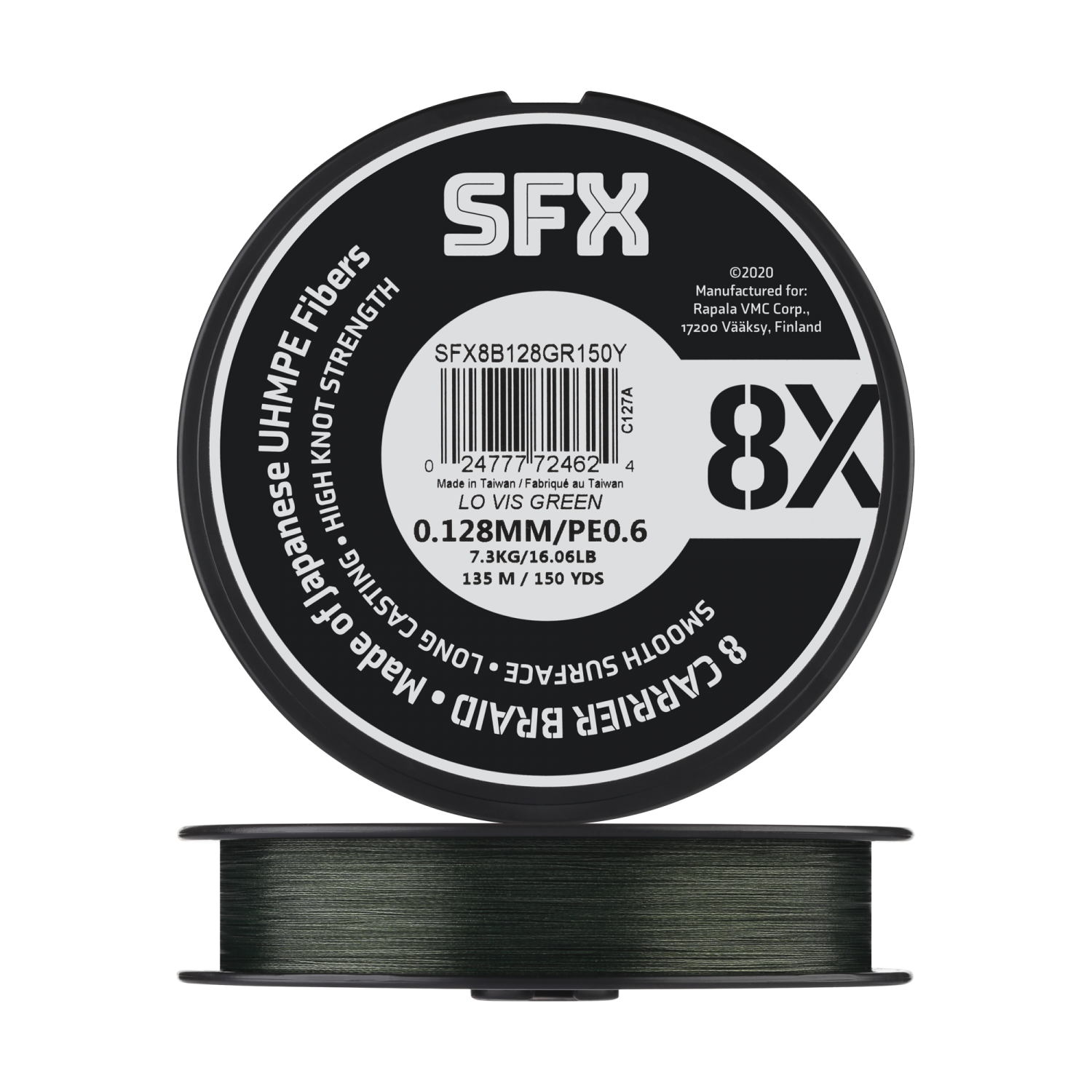 шнур pe sufix sfx 8x 0 8 135 м 0 148 мм желтый 7 7 кг Шнур плетеный Sufix SFX 8X #0,6 0,128мм 135м (green)