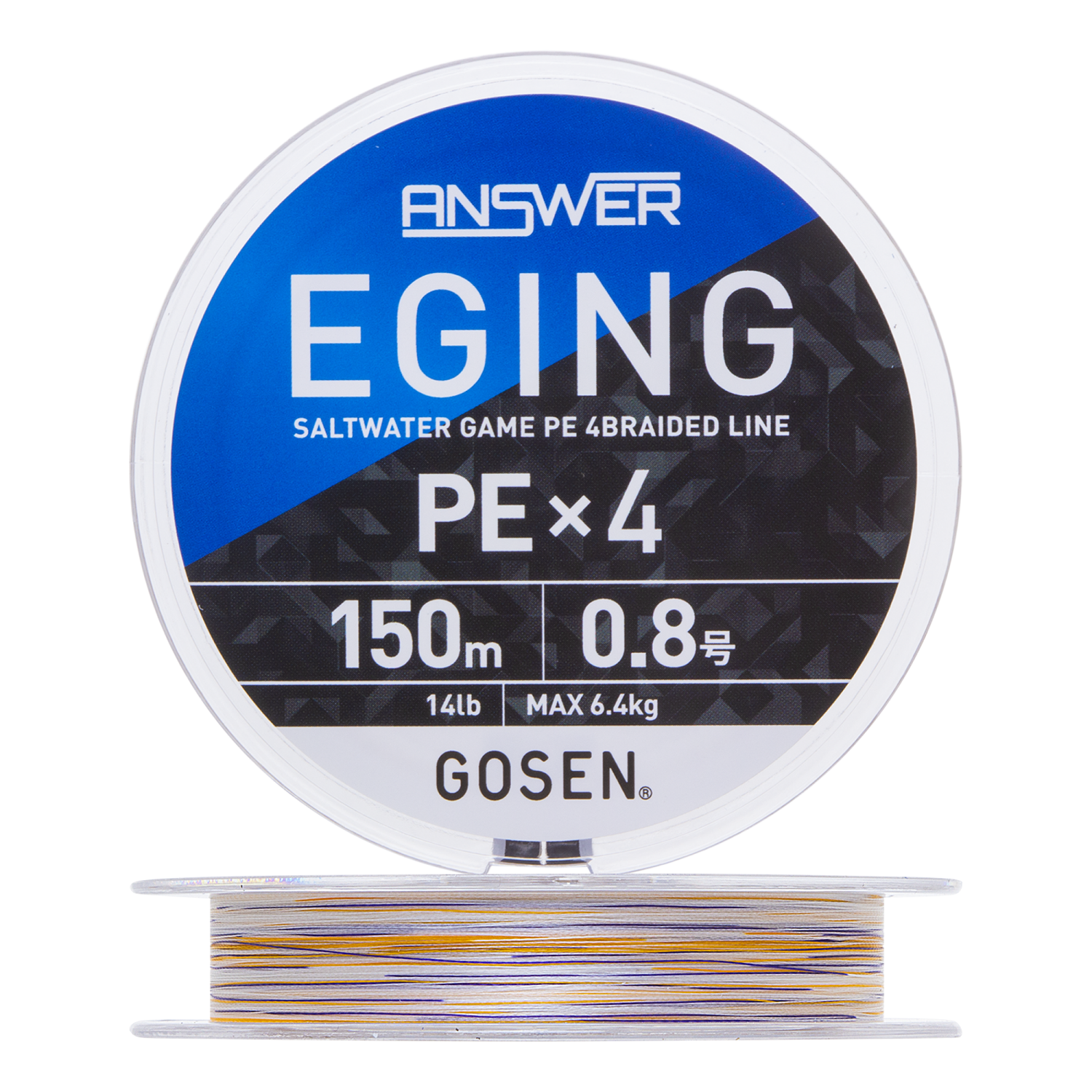 Шнур плетеный Gosen Answer Eging PE X4 #0,8 14Lb 150м (white+colour marking)