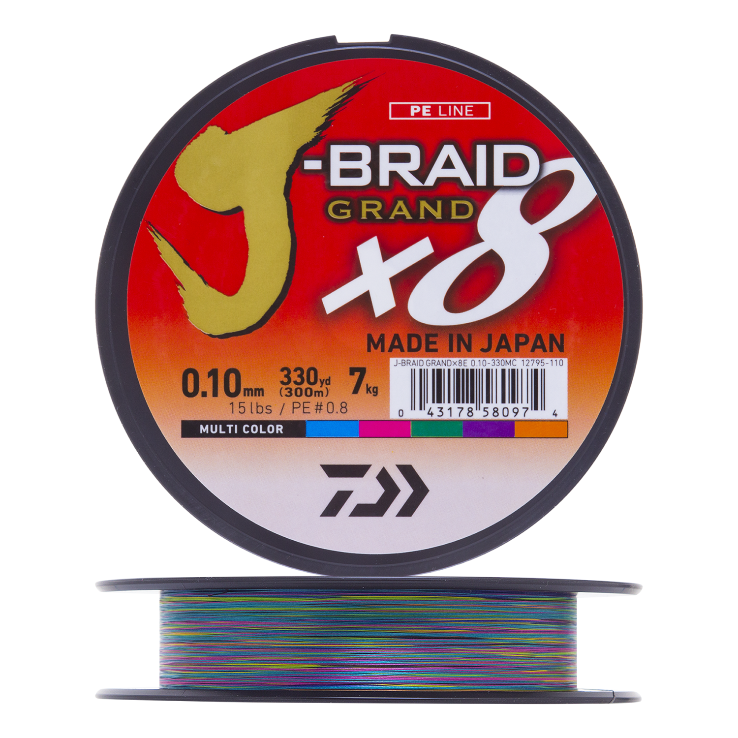 Шнур плетеный Daiwa J-Braid Grand X8E #0,8 0,10мм 300м (multicolor)
