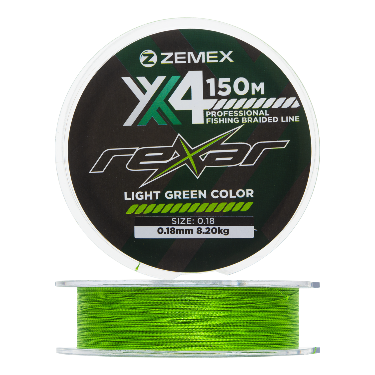 Шнур плетеный Zemex Rexar X4 0,18мм 150м (light green)