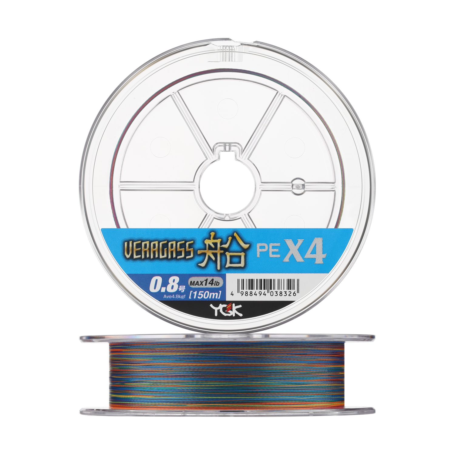 Шнур плетеный YGK Veragass PE X4 Fune #0,8 0,148мм 150м (multicolor)