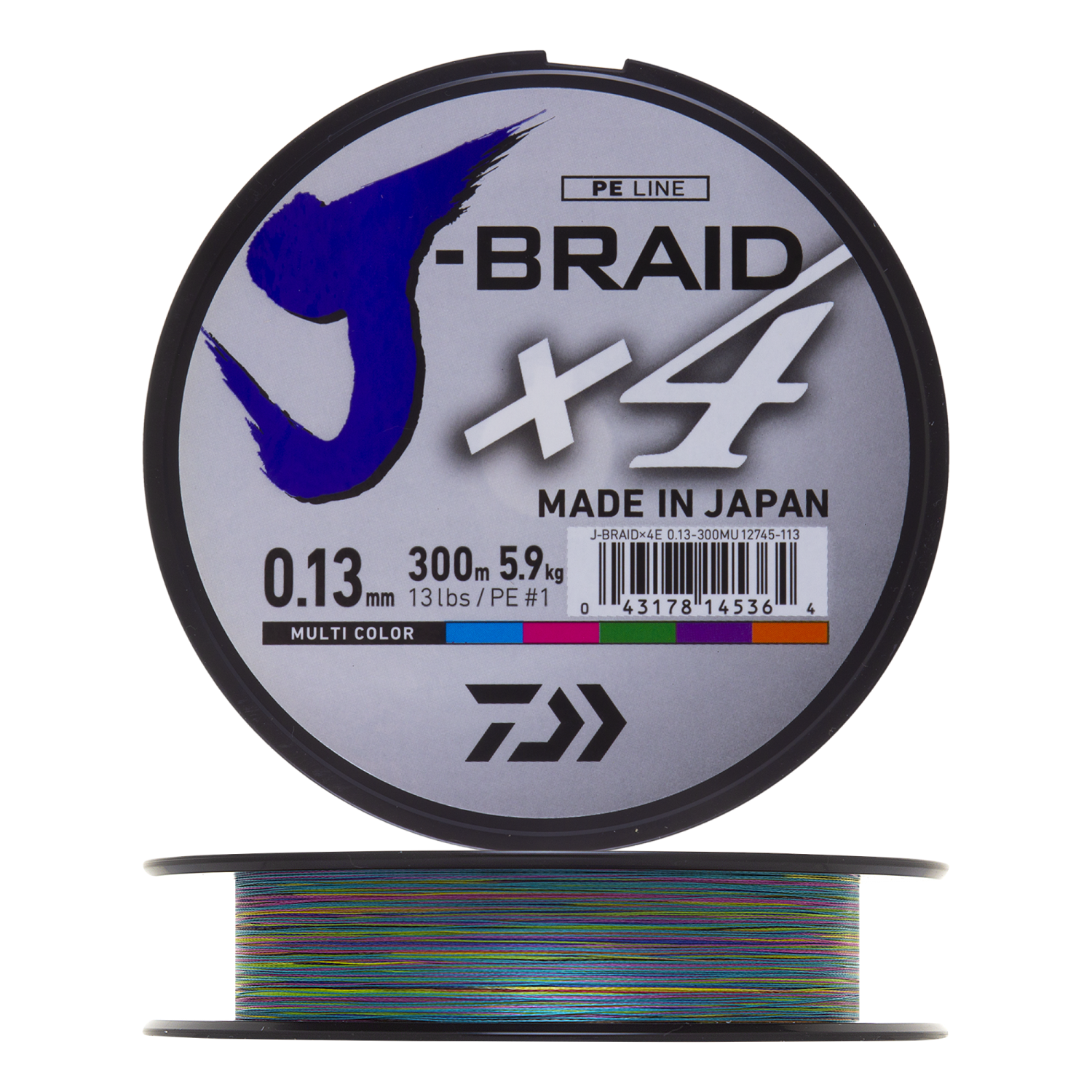 Шнур плетеный Daiwa J-Braid X4E #1 0,13мм 300м (multicolor)