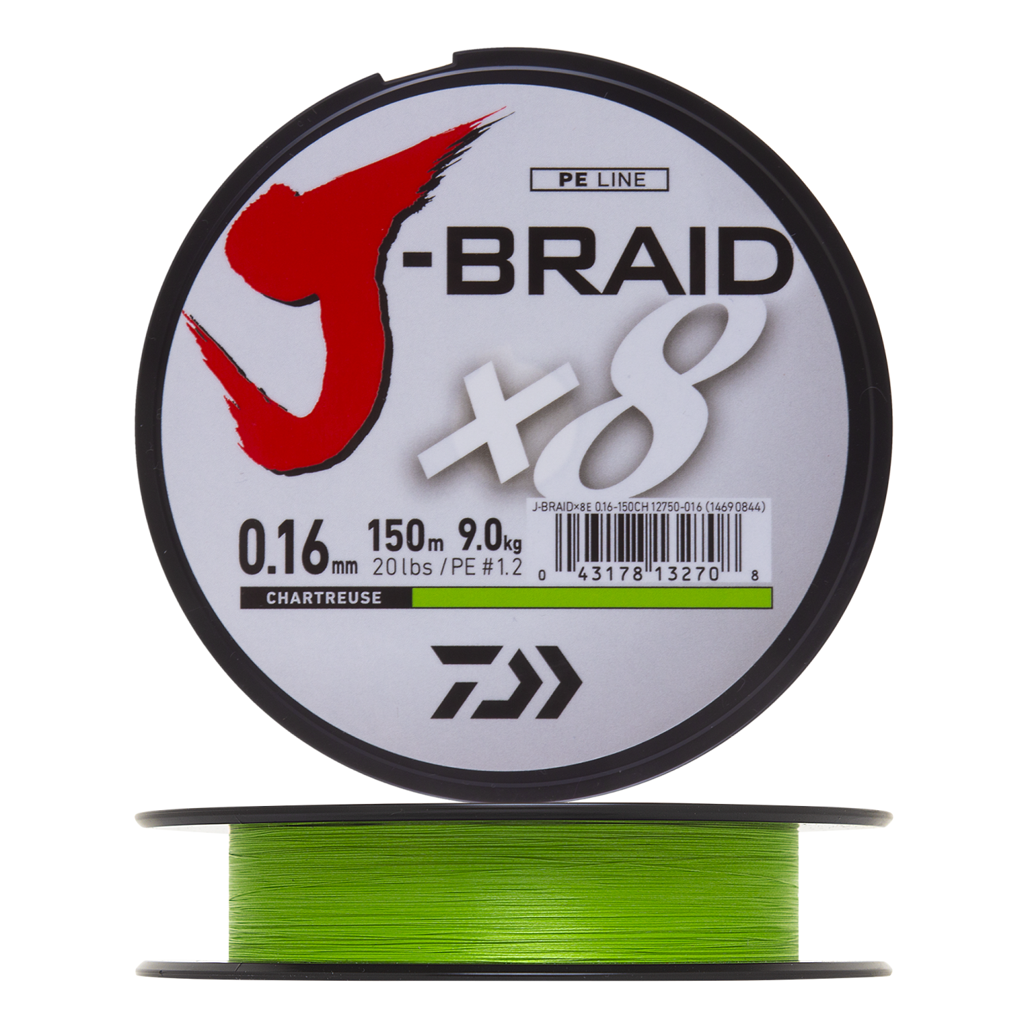 Шнур плетеный Daiwa J-Braid X8 #1,2 0,16мм 150м (chartreuse)