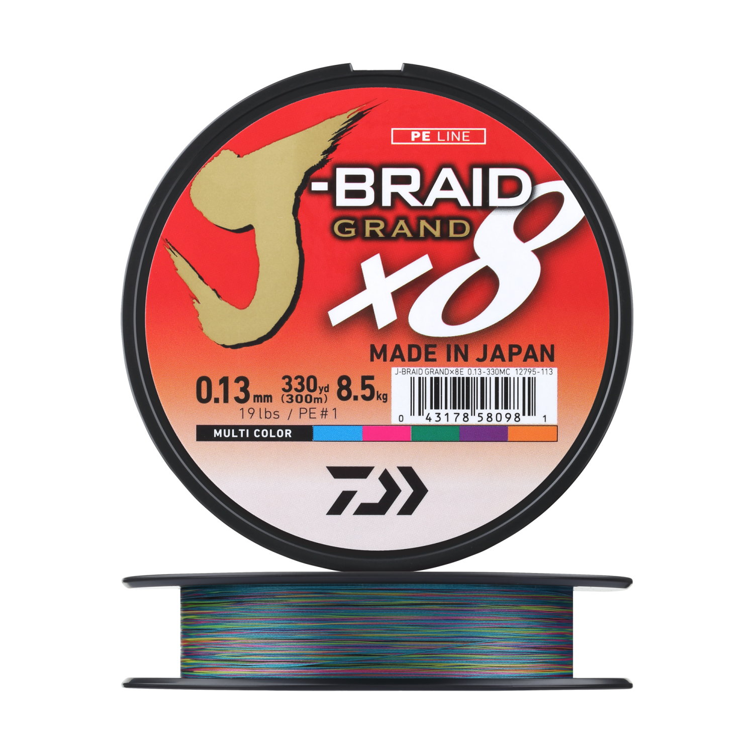 Шнур плетеный Daiwa J-Braid Grand X8E #1 0,13мм 300м (multicolor)