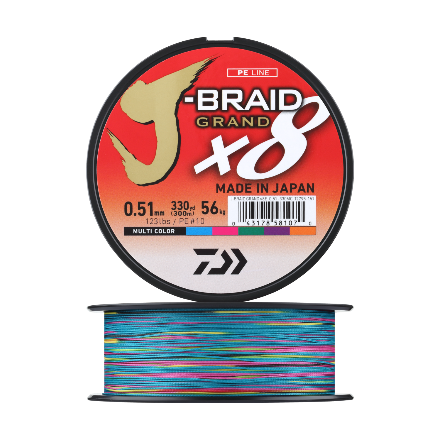 Шнур плетеный Daiwa J-Braid Grand X8E #10 0,51мм 300м (multicolor)