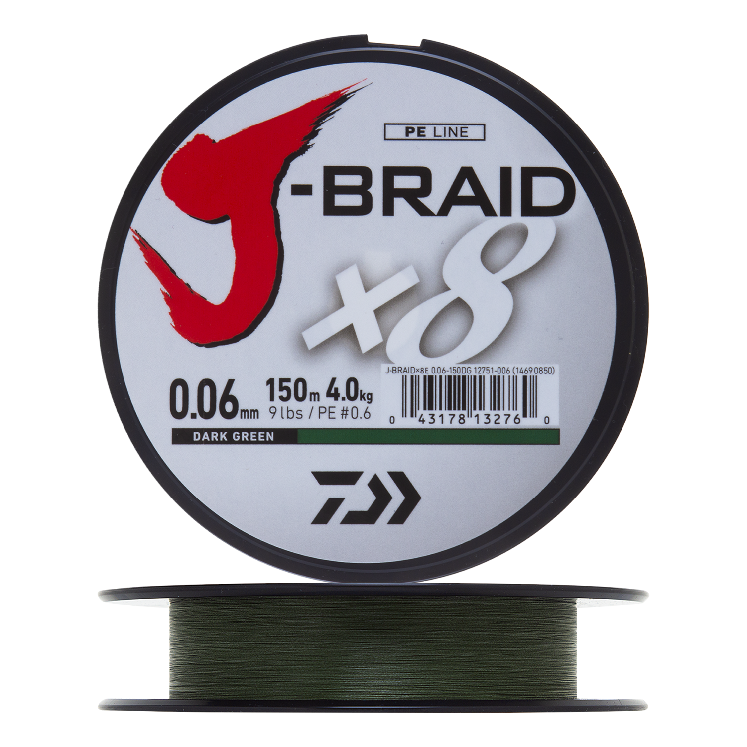 Шнур плетеный Daiwa J-Braid X8 #0,6 0,06мм 150м (dark green)