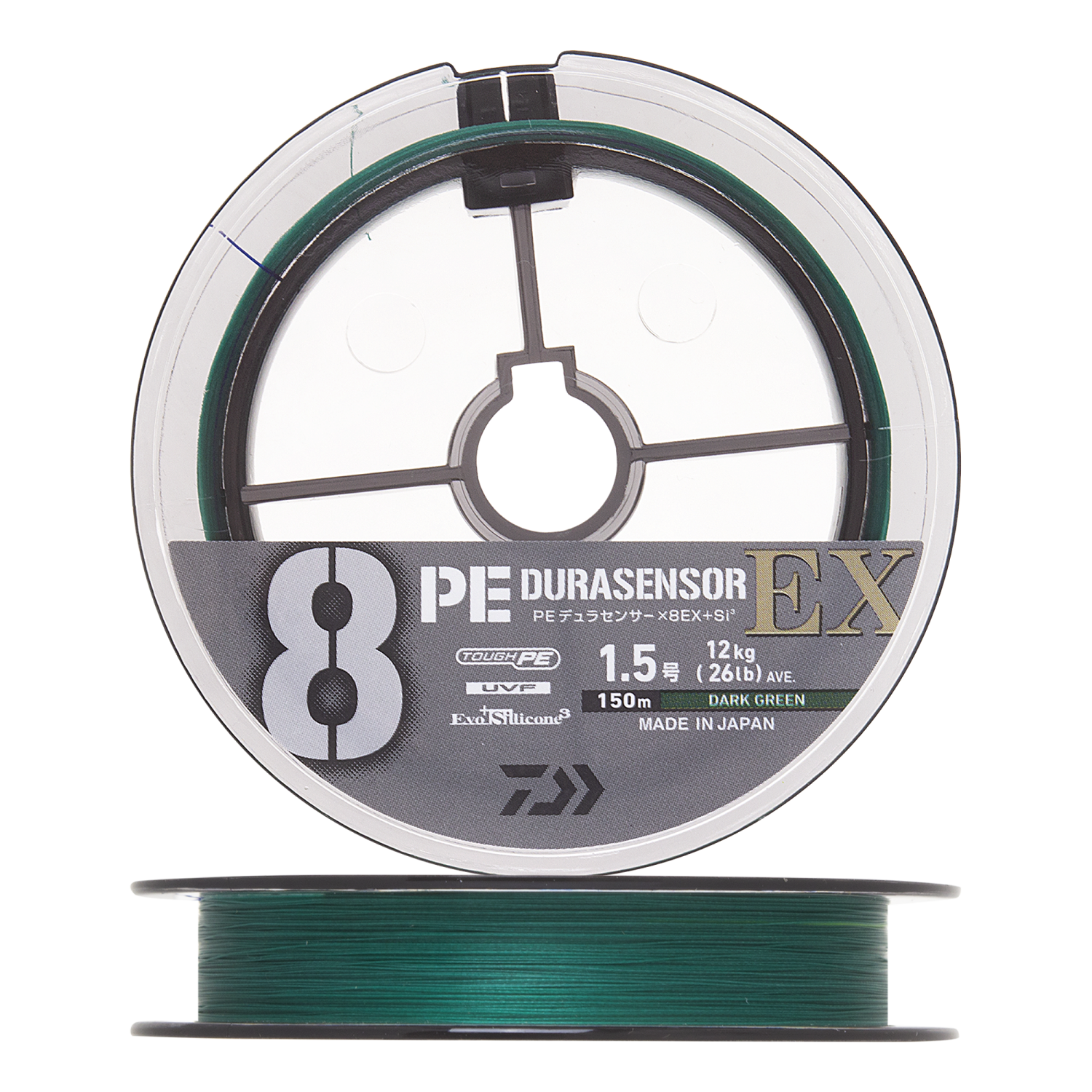 Шнур плетеный Daiwa UVF PE Durasensor X8EX +Si3 #1,5 0,205мм 150м (dark green)