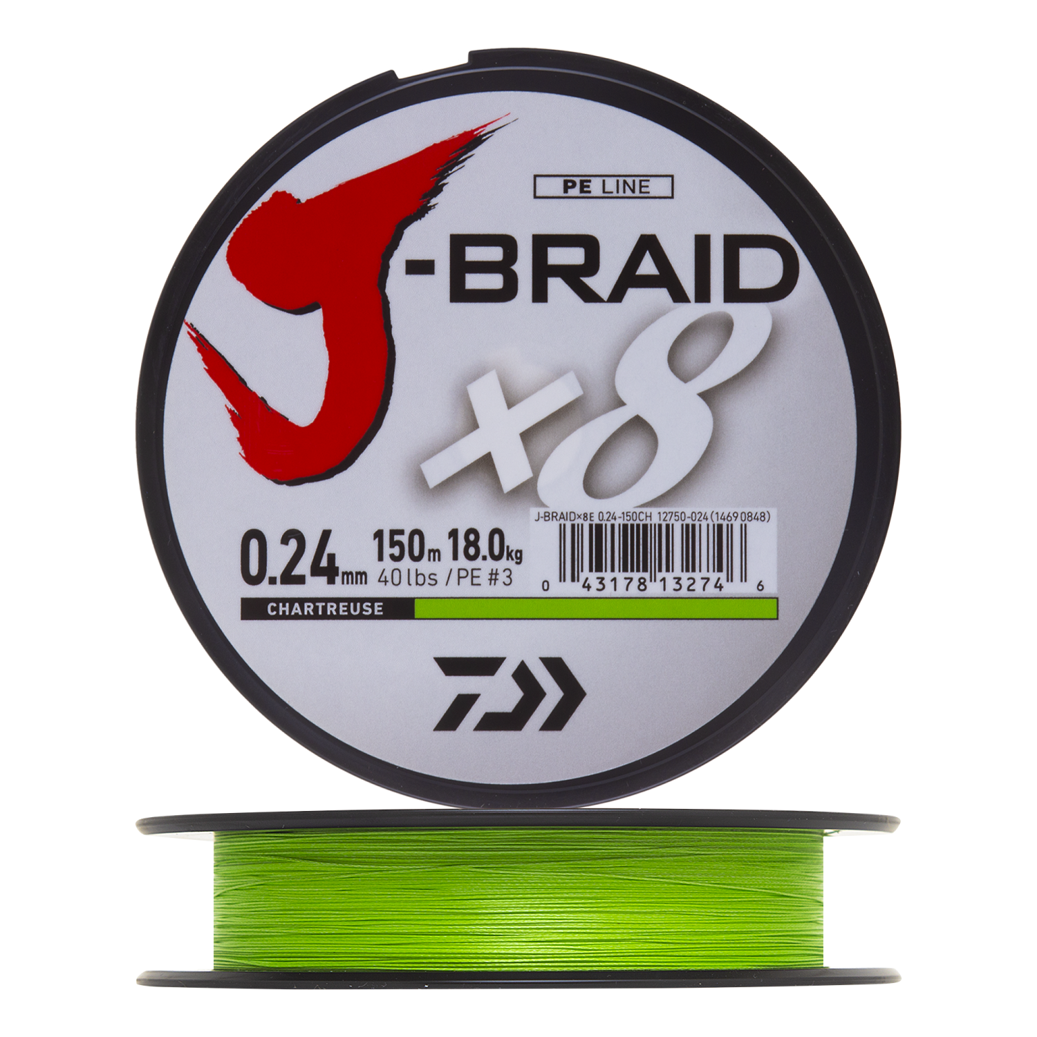 Шнур плетеный Daiwa J-Braid X8 #3 0,24мм 150м (chartreuse)