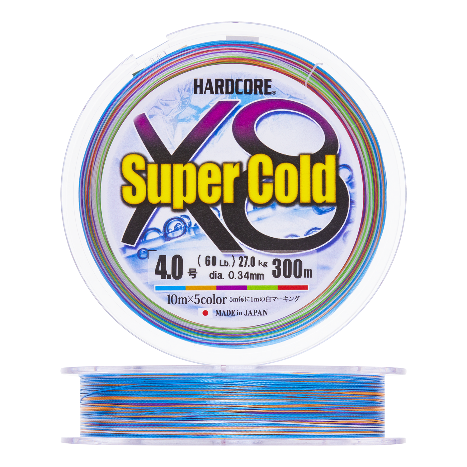 Шнур плетеный Duel Hardcore PE X8 Super Cold #4 0,34мм 300м (5Color)