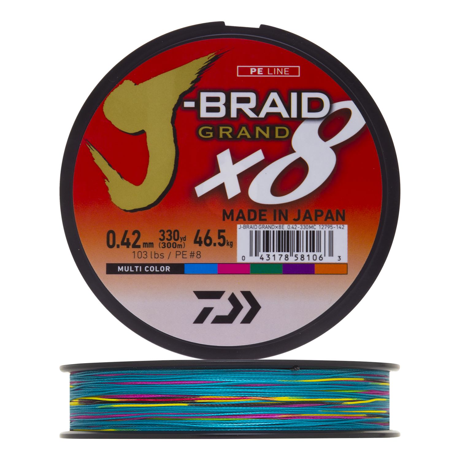 Шнур плетеный Daiwa J-Braid Grand X8E #8 0,42мм 300м (multicolor)