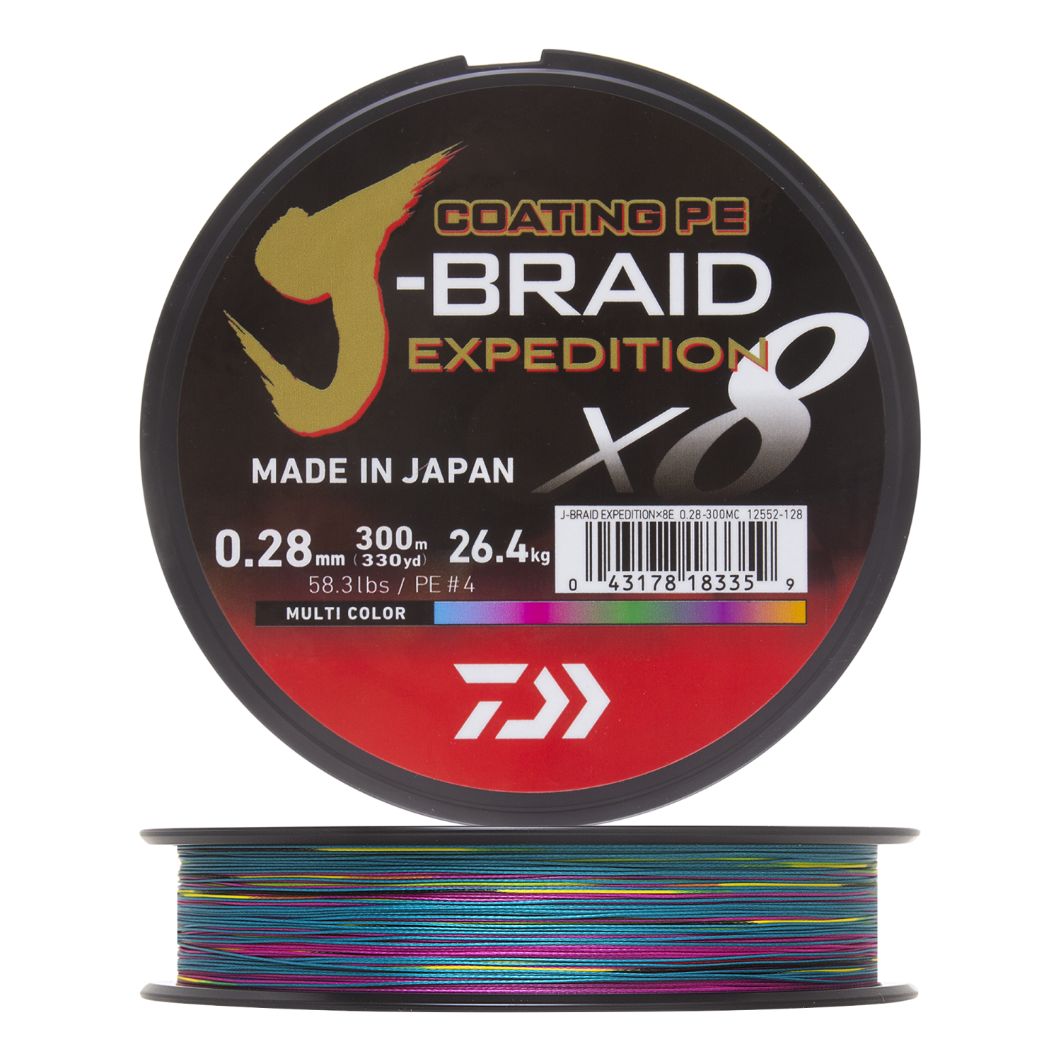 Шнур плетеный Daiwa J-Braid Expedition X8E #4,0 0,28мм 300м (multicolor)