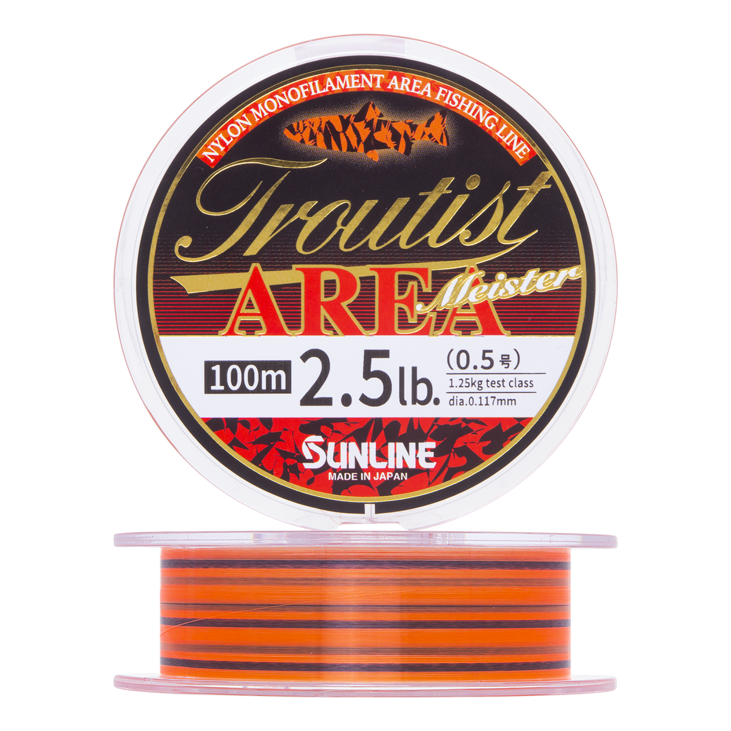Леска монофильная Sunline Troutist Area Meister 2,5Lb #0,5 0,117мм 100м (flash orange/stealth black)