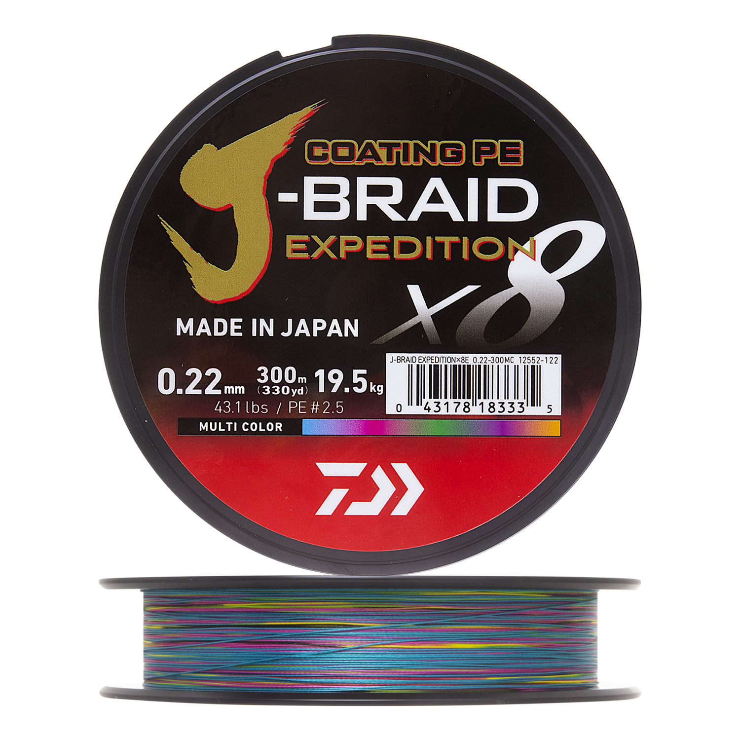 Шнур плетеный Daiwa J-Braid Expedition X8E #2,5 0,22мм 300м (multicolor)