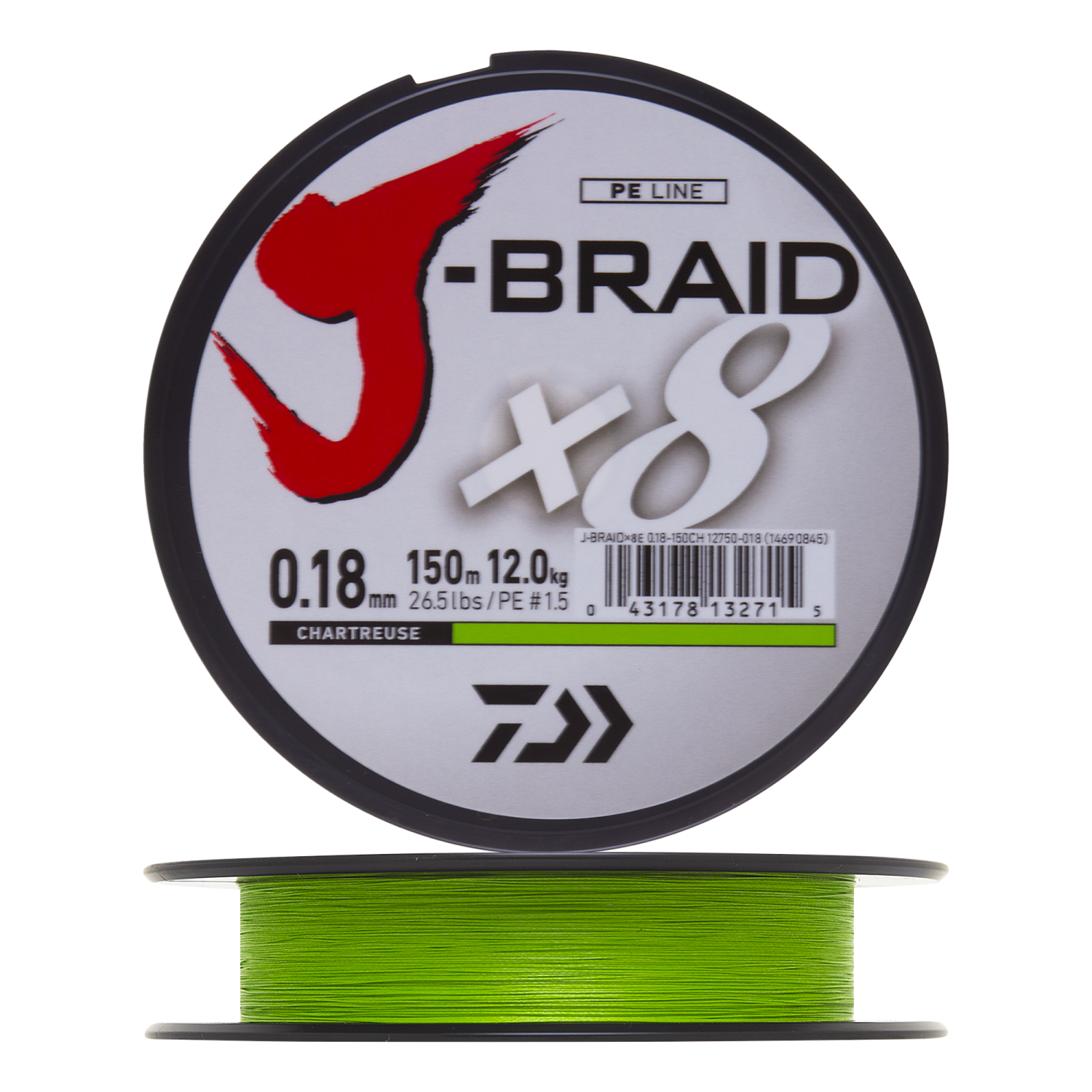 Шнур плетеный Daiwa J-Braid X8 #1,5 0,18мм 150м (chartreuse)