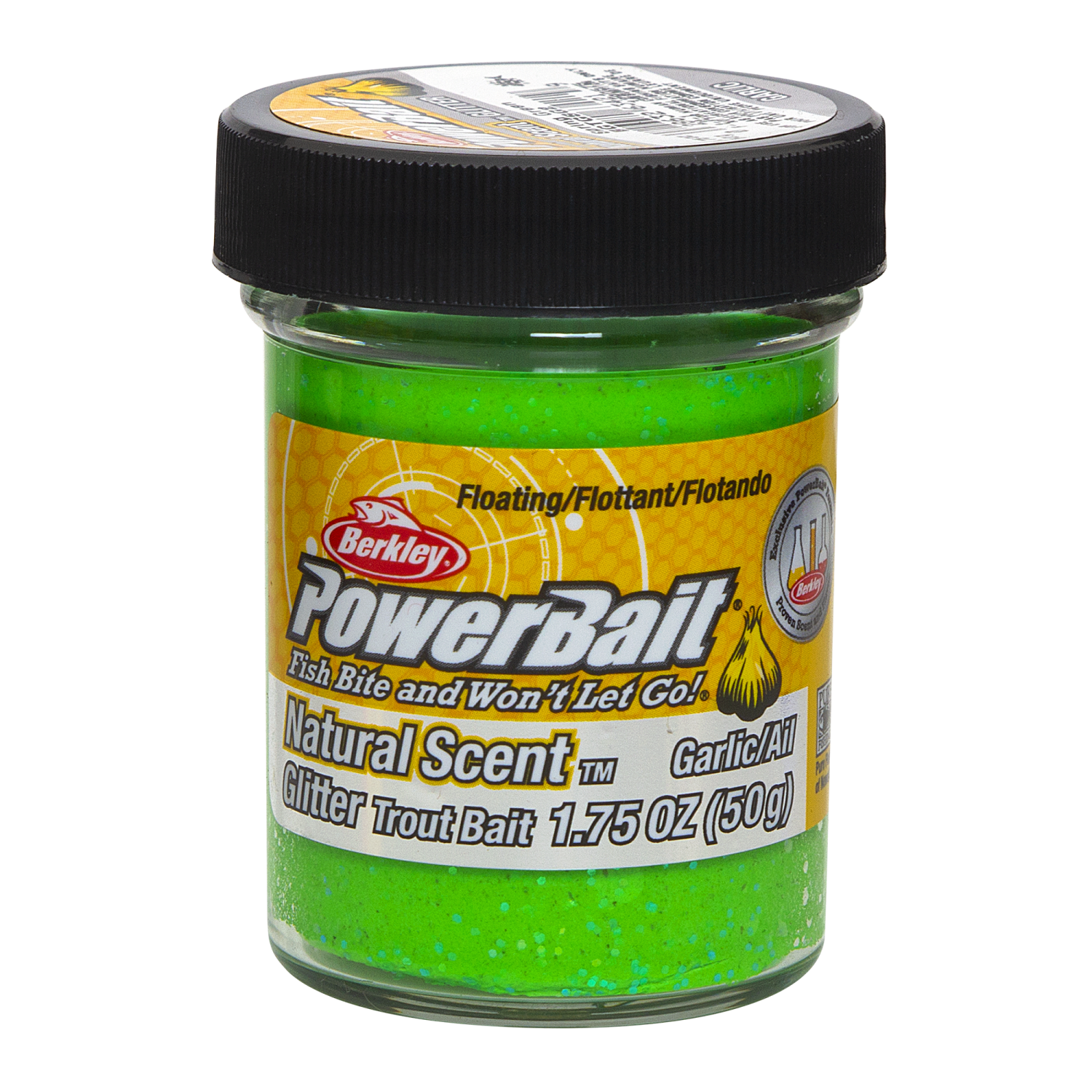 Паста форелевая Berkley PowerBait Natural Scent Glitter Trout Bait 50гр Garlic #Spring Green