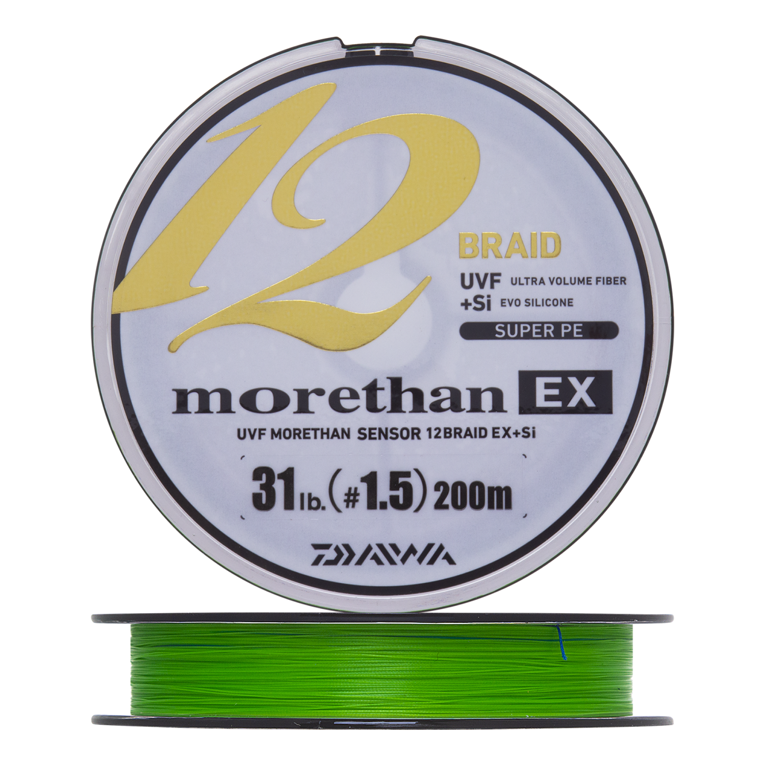 Шнур плетеный Daiwa UVF Morethan Sensor 12Braid EX +Si #1,5 0,205мм 200м (lime green)