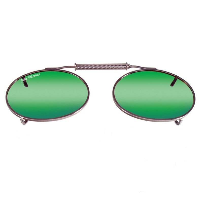 цена Поляризационная накладка Flying Fisherman Clip-On SpringLock 7506/Large Oval Amber-Green Mirror