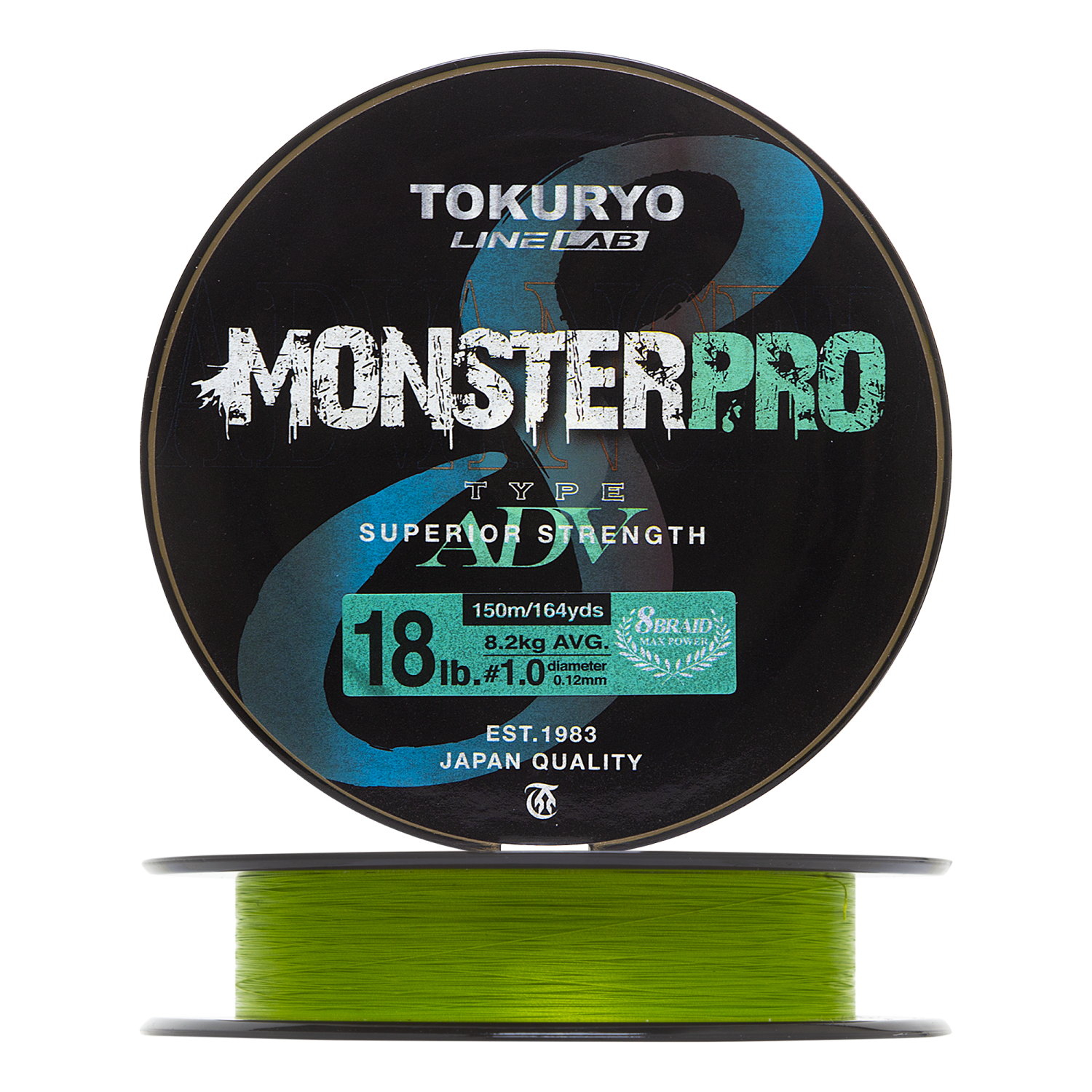 Шнур плетеный Tokuryo MonsterPro X8 PE #1,0 0,12мм 150м (light green)