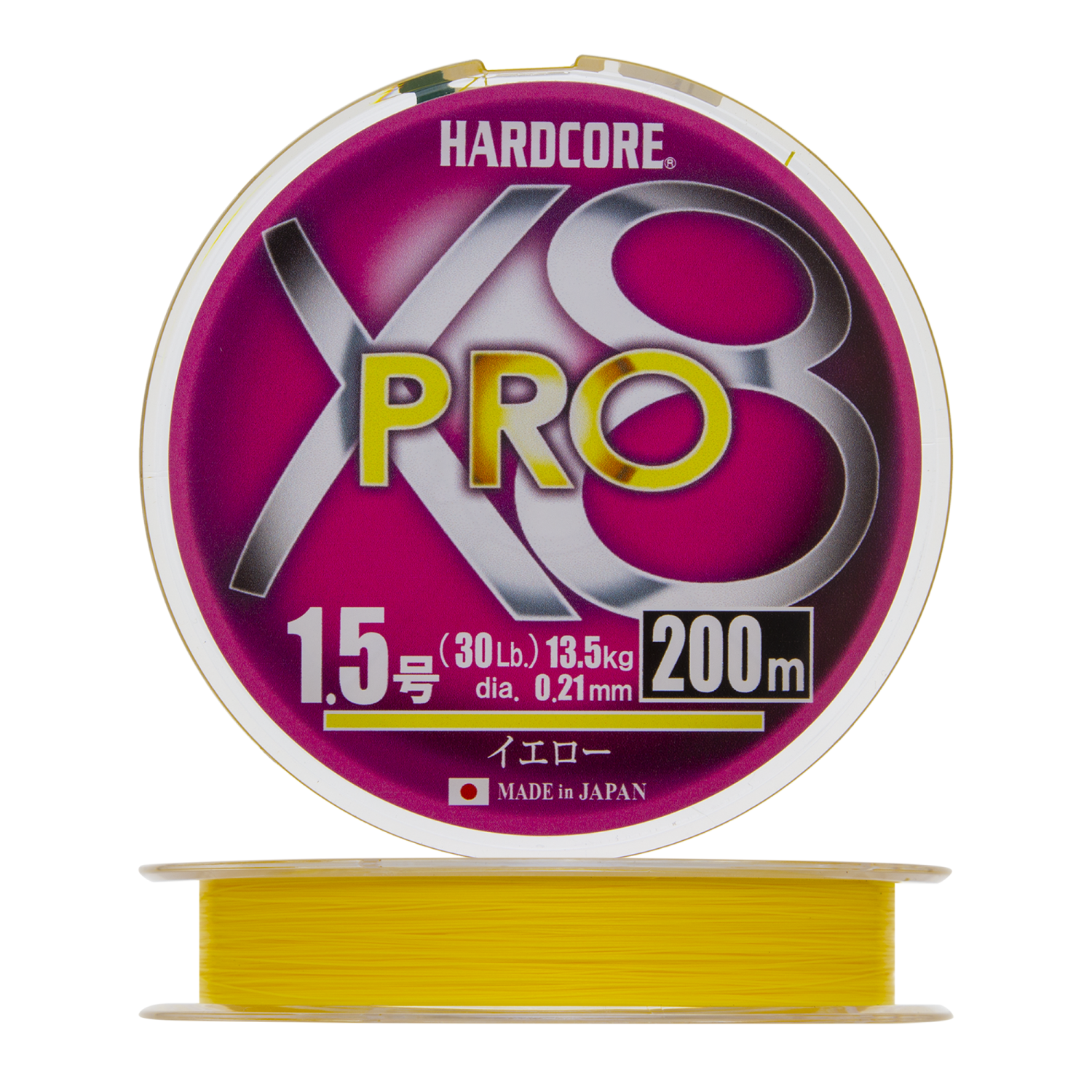 Шнур плетеный Duel Hardcore PE X8 Pro #1,5 0,21мм 200м (yellow) - 2 рис.