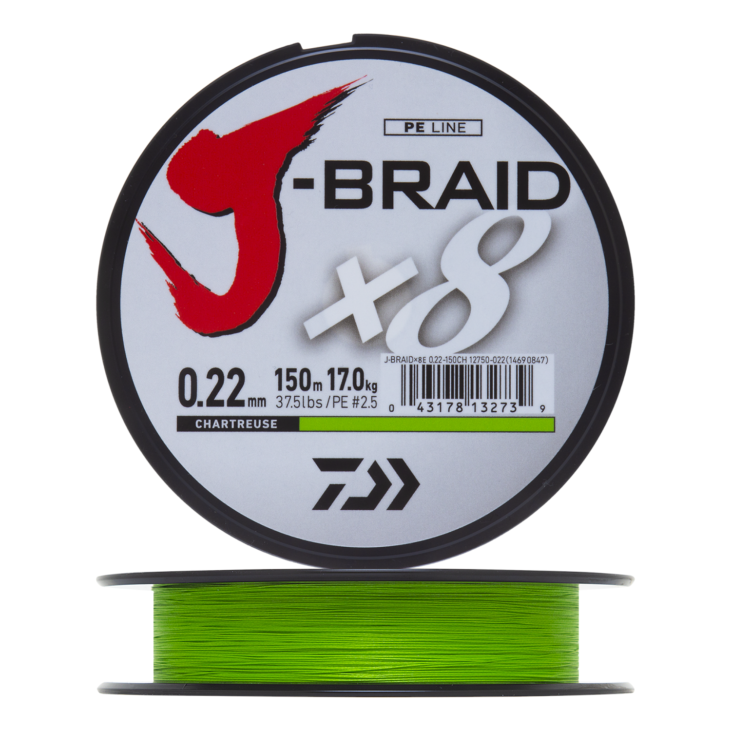 Шнур плетеный Daiwa J-Braid X8 #2,5 0,22мм 150м (chartreuse)