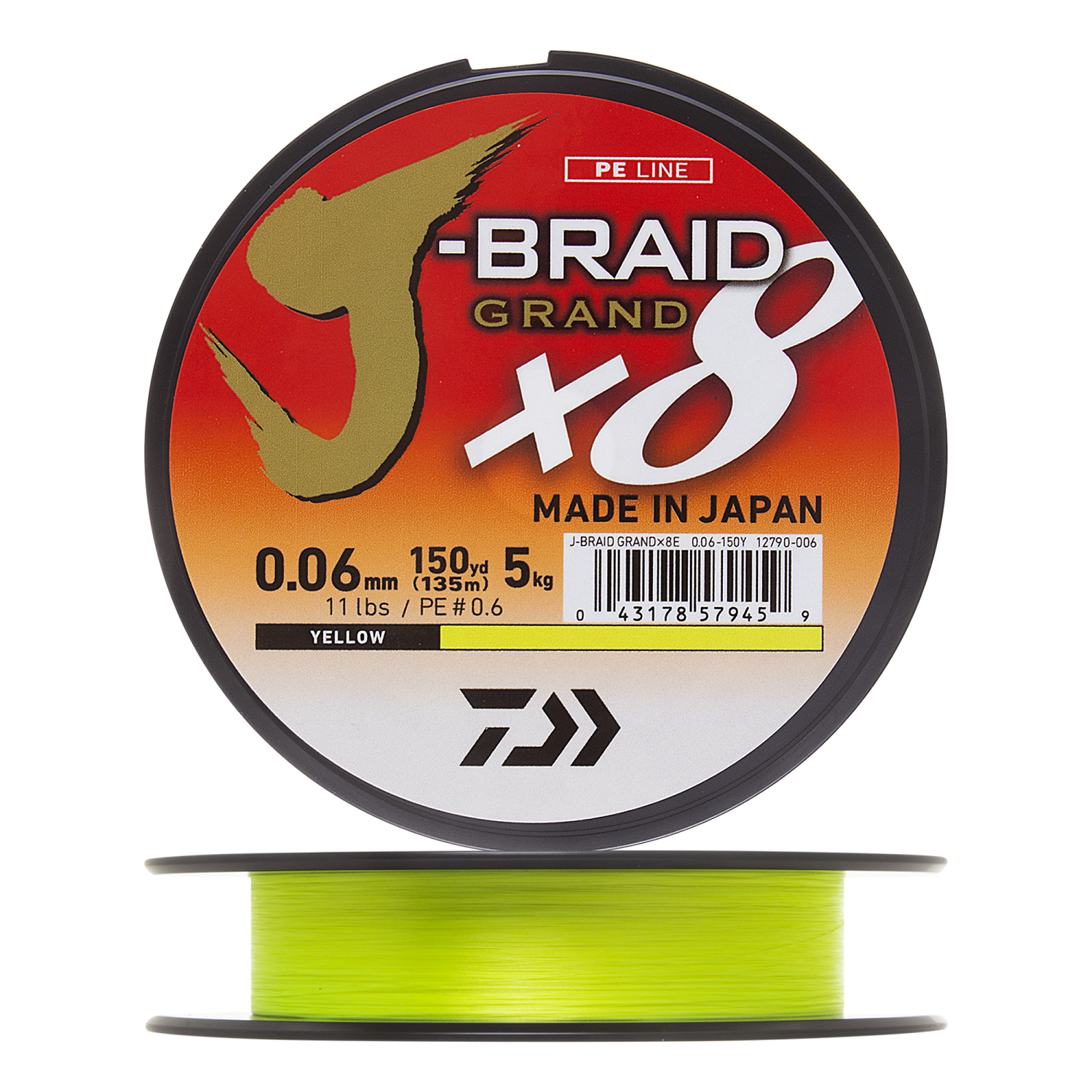 Шнур плетеный Daiwa J-Braid Grand X8 #0,6 0,06мм 135м (yellow)