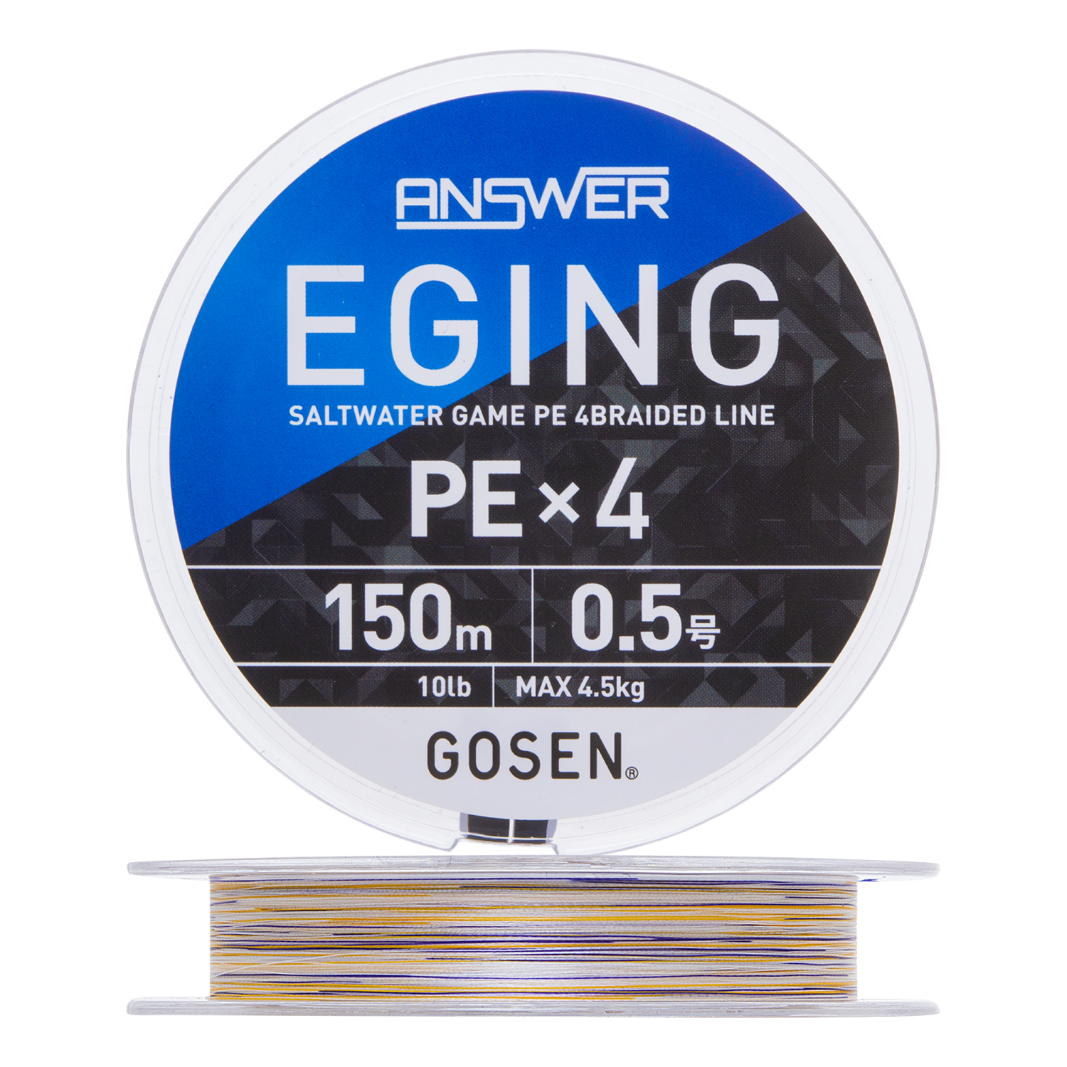 Шнур плетеный Gosen Answer Eging PE X4 #0,5 10Lb 150м (white+colour marking)