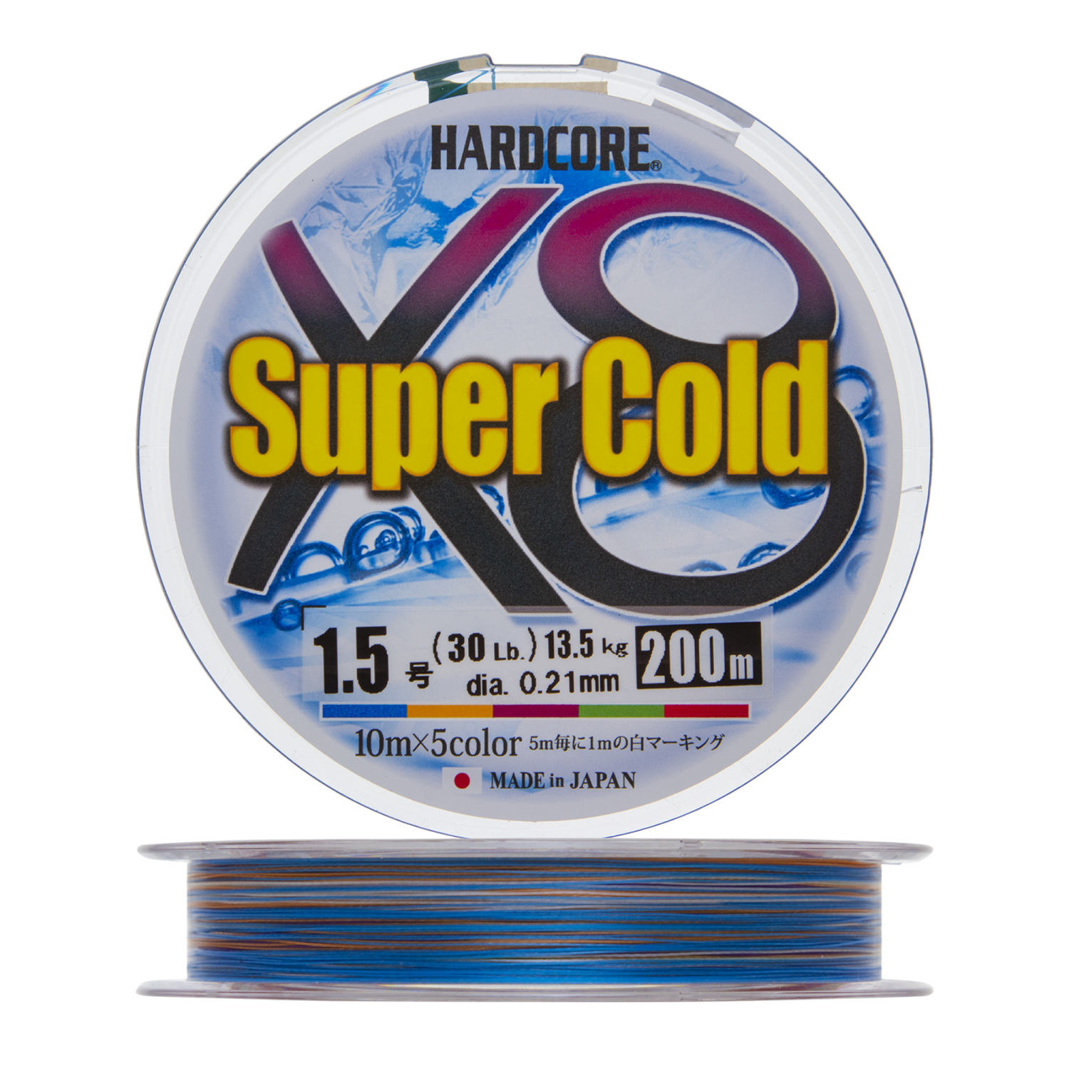 Шнур плетеный Duel Hardcore PE X8 Super Cold #1,5 0,21мм 200м (5Color) - 2 рис.