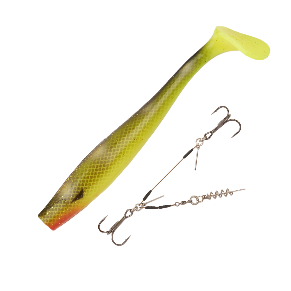 Приманка силиконовая Lucky John 3D BBS Series Kubira Swim Shad Giant 10,3" + Stinger XL #PG21 - 2 рис.