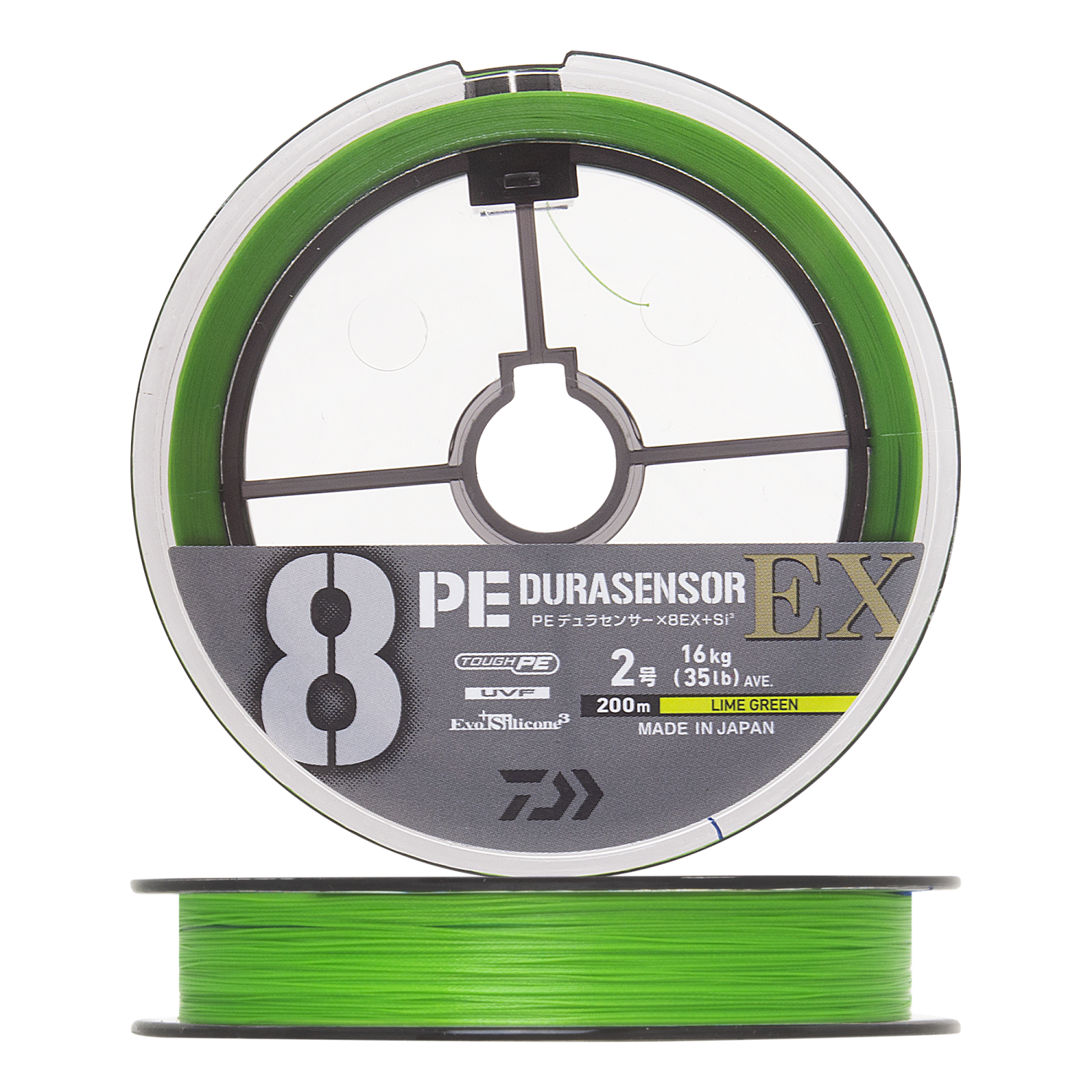 Шнур плетеный Daiwa UVF PE Durasensor X8EX +Si3 #2,0 0,235мм 200м (lime green marking)